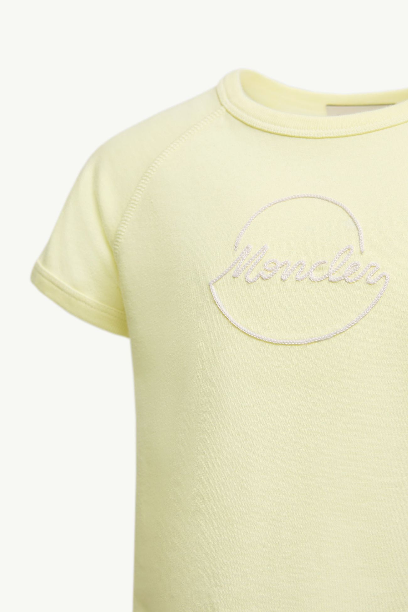 T-shirt con logo ricamato in cotone Bambina Giallo Chiaro Moncler 1