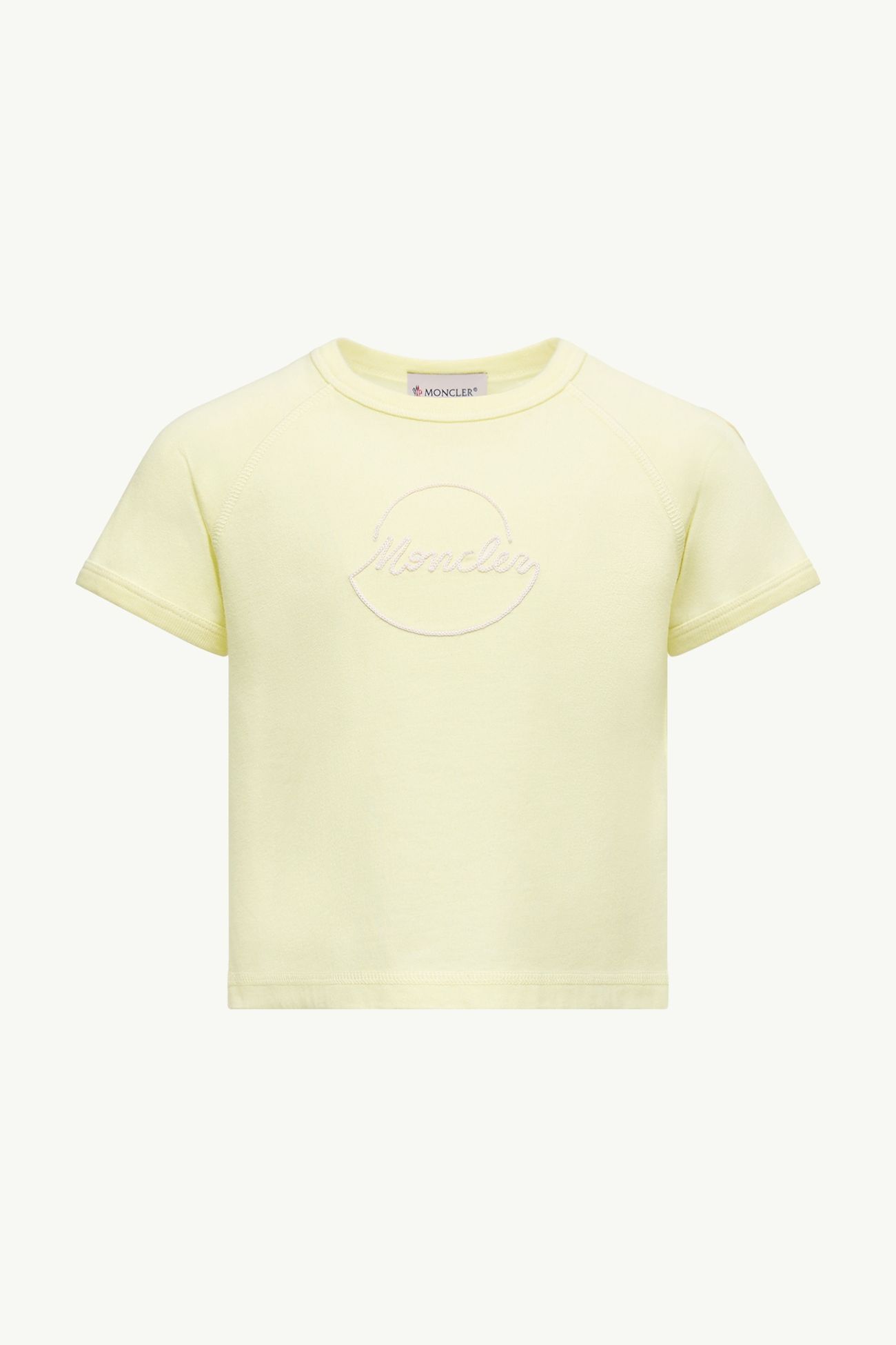 T-shirt en coton à logo brodé Fille Jaune Clair Moncler 0