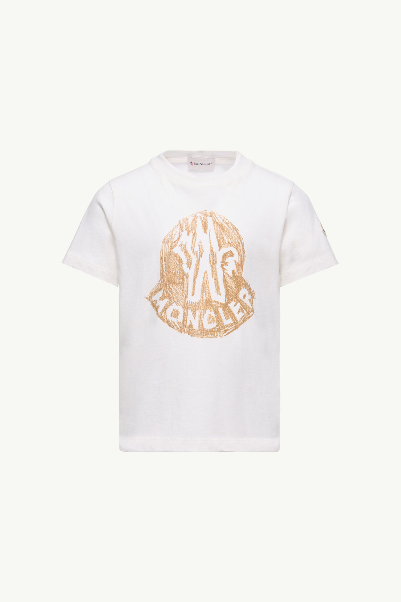 Camiseta de algodón con estampado de logotipo Niño Blanco Moncler 0