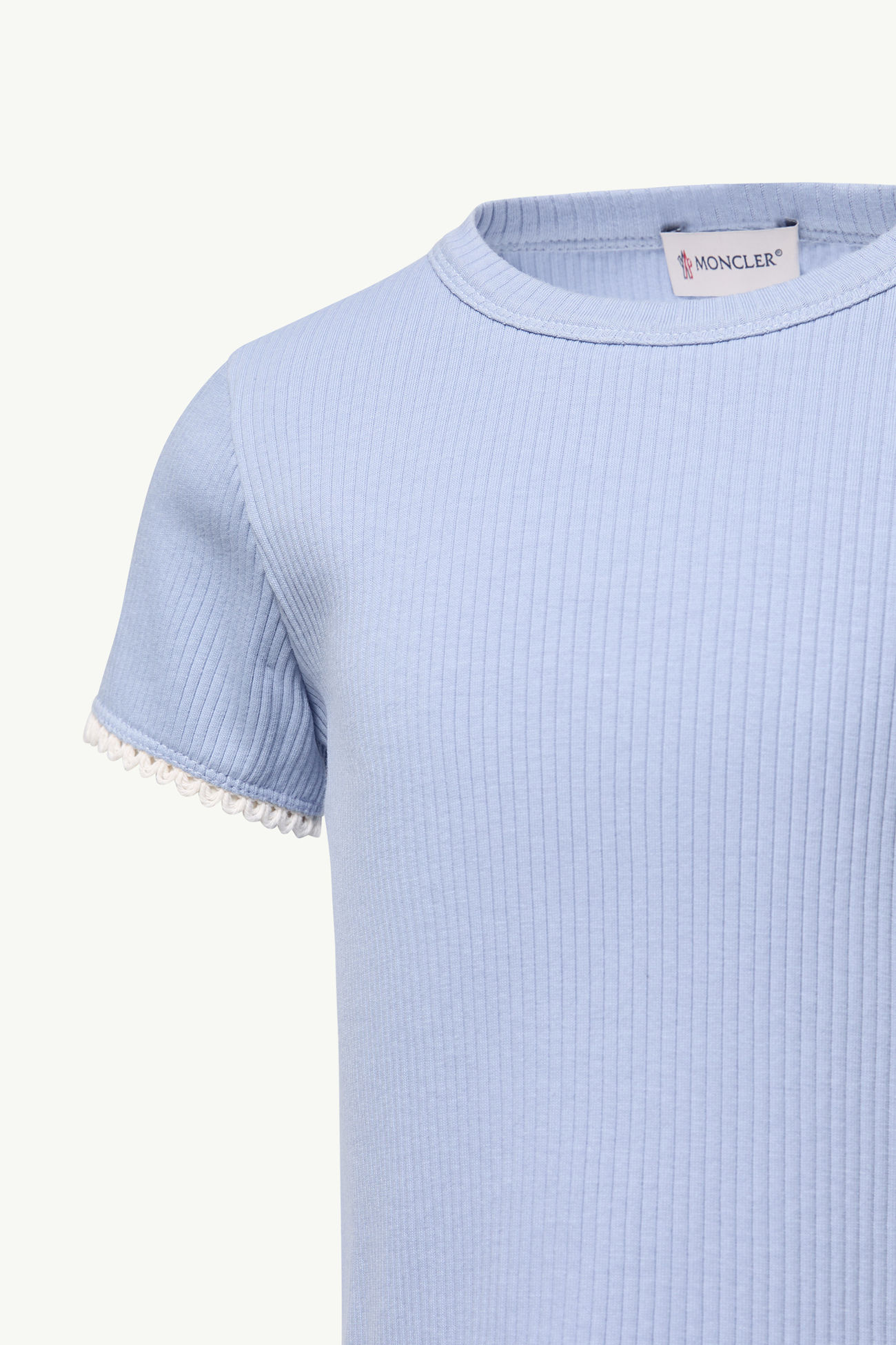T-shirt en coton côtelé Fille Bleu clair Moncler 1