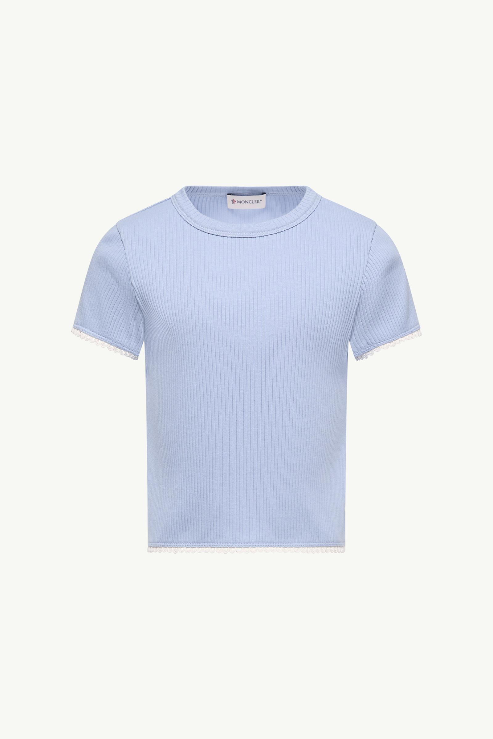 Ribbed Cotton T-Shirt Girl Light Blue Moncler, 1 of 0