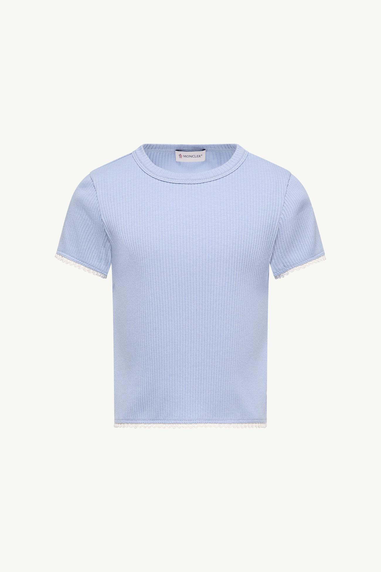 T-shirt en coton côtelé Fille Bleu clair Moncler 0