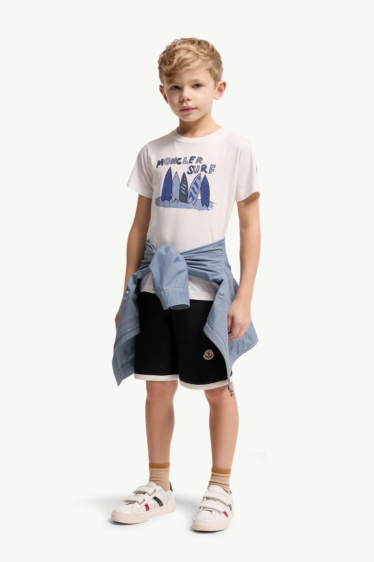 T-shirt in cotone con stampa surf Bambino Bianco Moncler 1