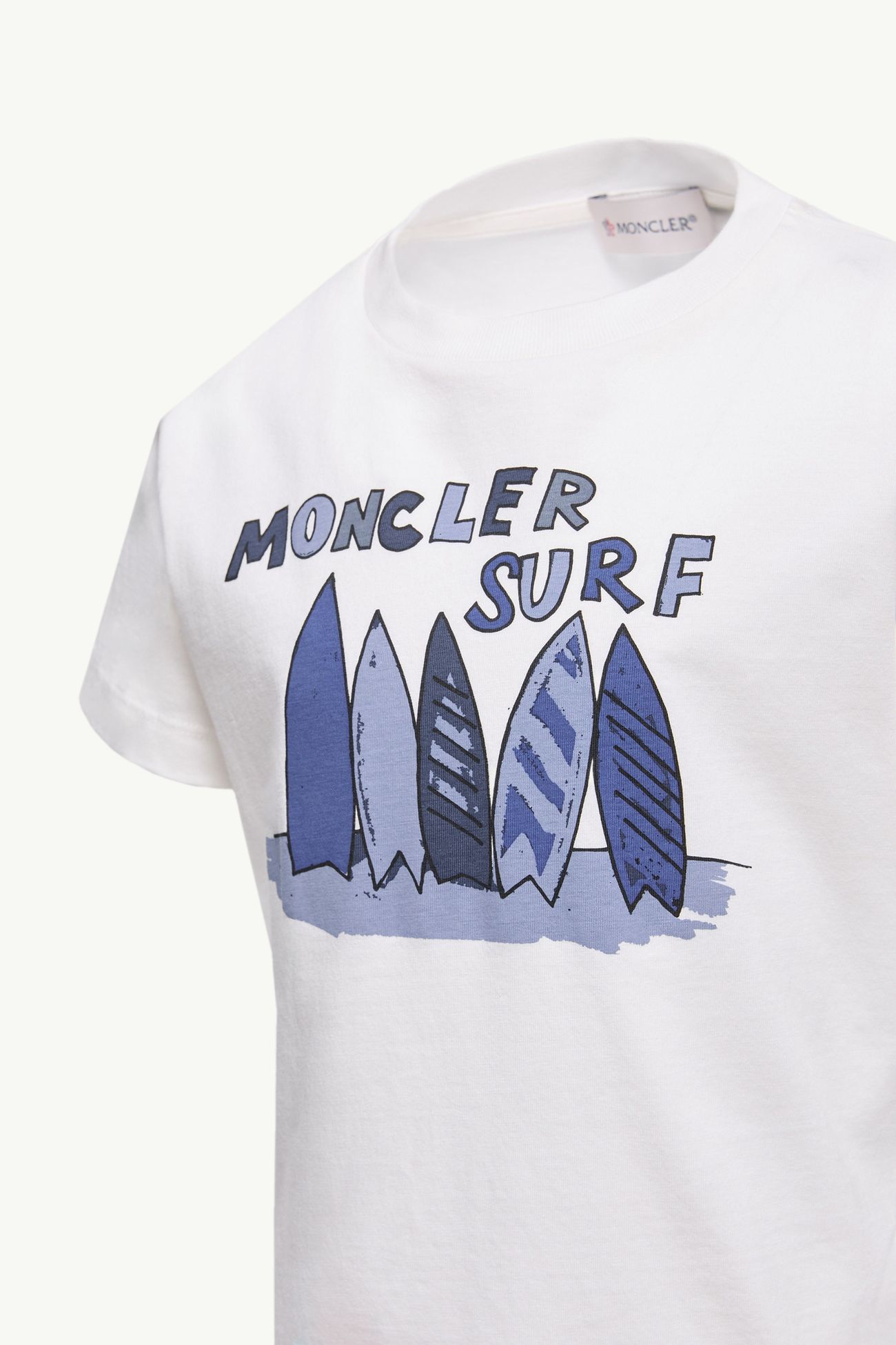 T-Shirt aus Baumwolle mit Surf Print Jungen Weiß Moncler 2