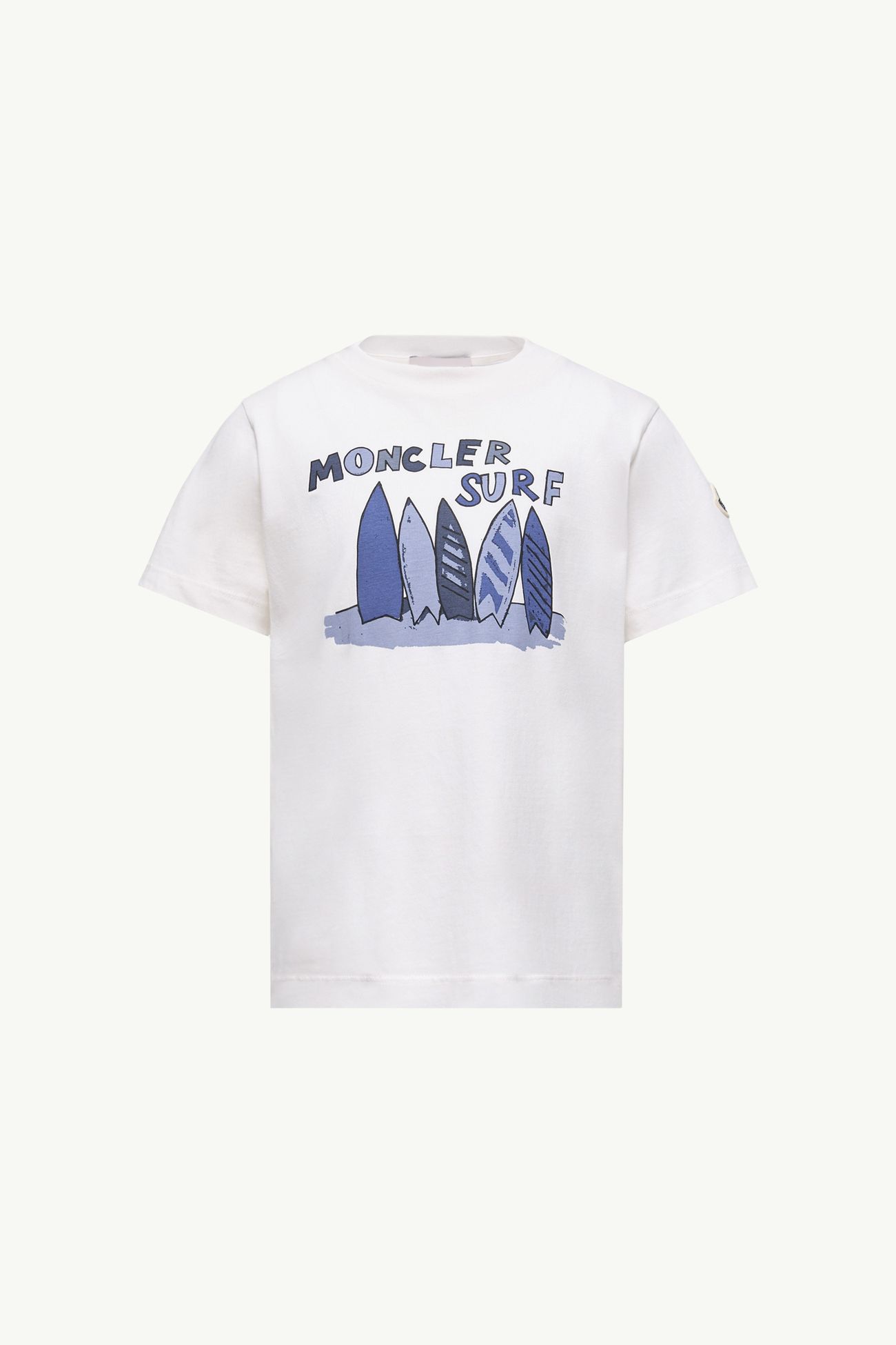 T-Shirt aus Baumwolle mit Surf Print Jungen Weiß Moncler 0