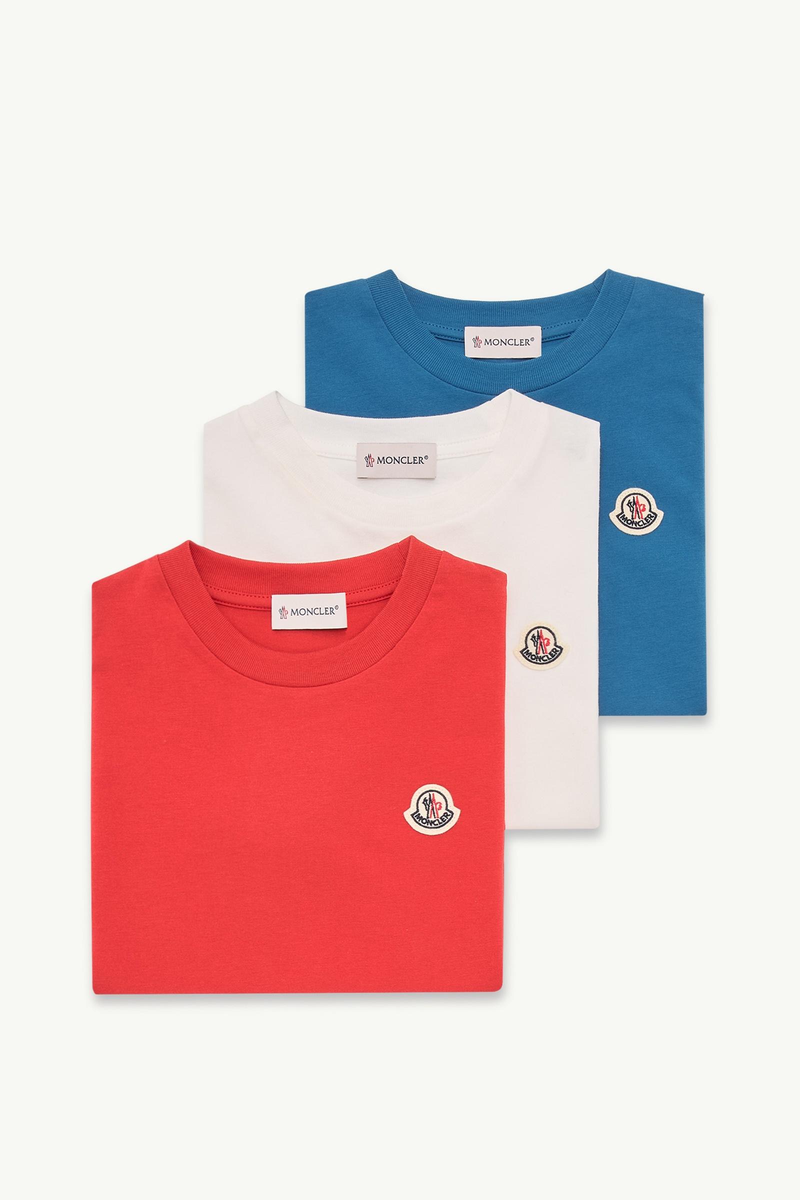 Logo Patch Cotton T-Shirt (Pack of Three) Boy Blue & White & Red Moncler, 1 of 0
