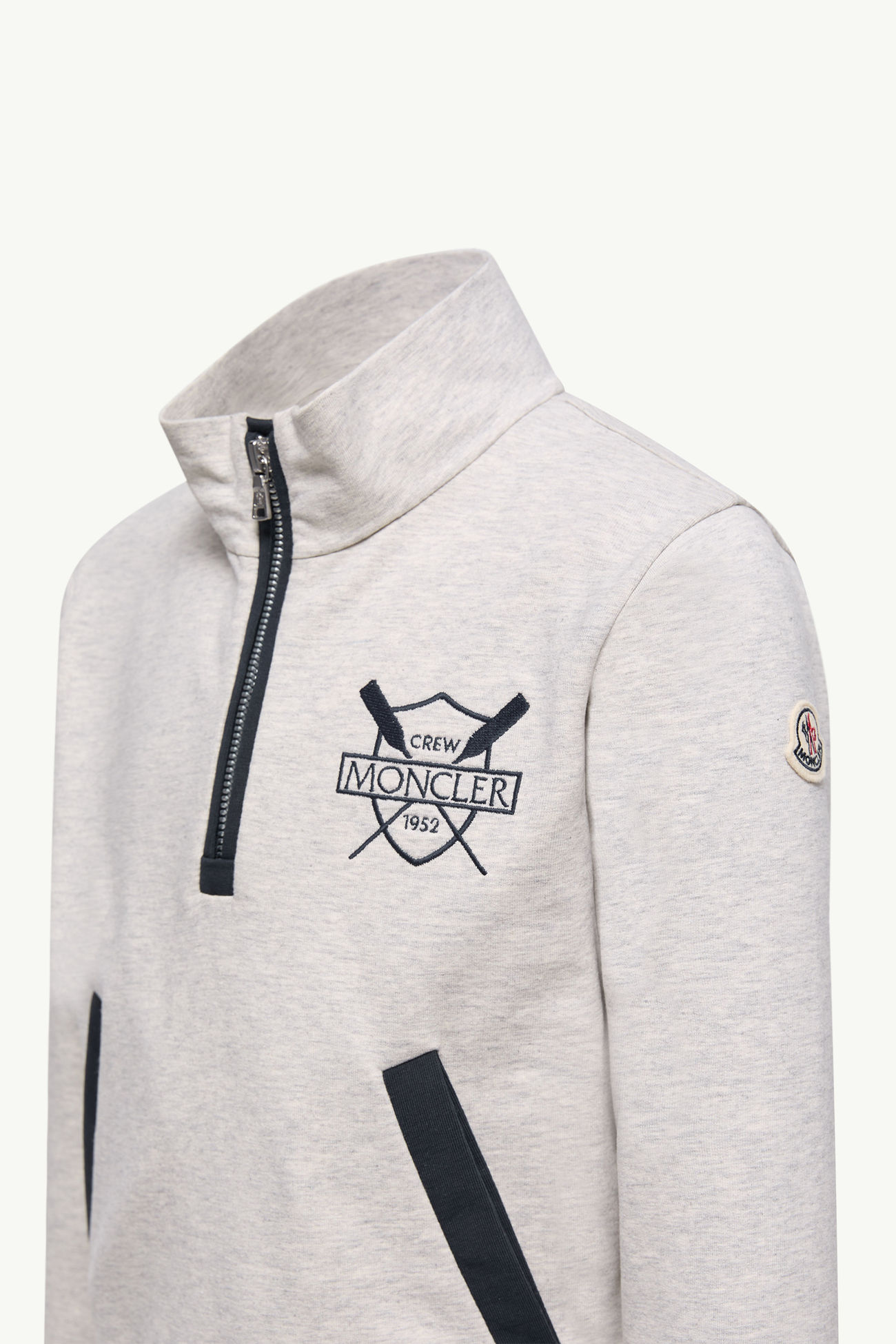 로고 크레스트 스트레치 코튼 터틀넥 키즈 남아 아이스 그레이 Moncler 1