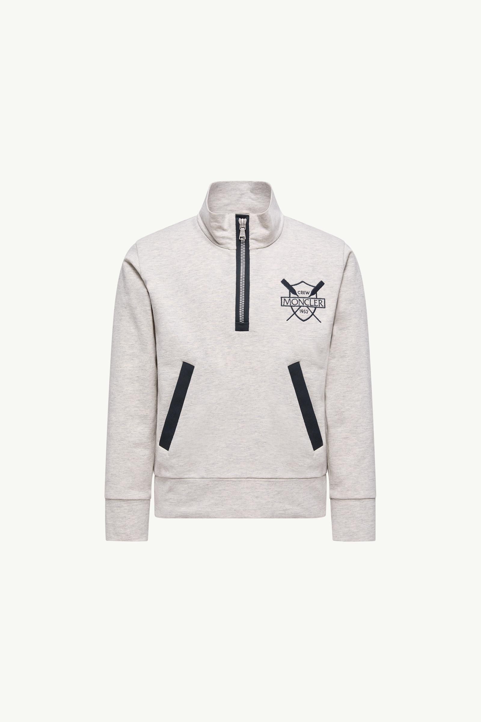 Pull à col roulé en coton stretch avec blason logo Garçon Gris Glacier Moncler, 1 of 0