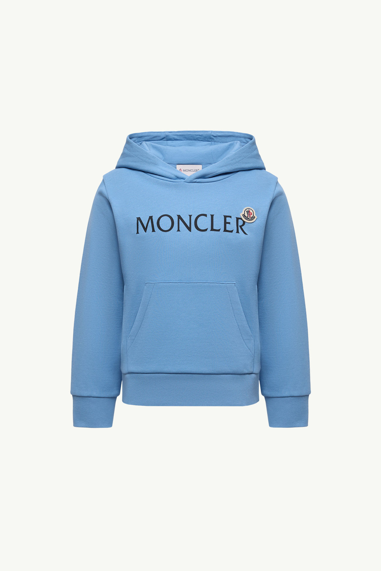 Logo Cotton Hoodie Boy Light Blue Moncler 0