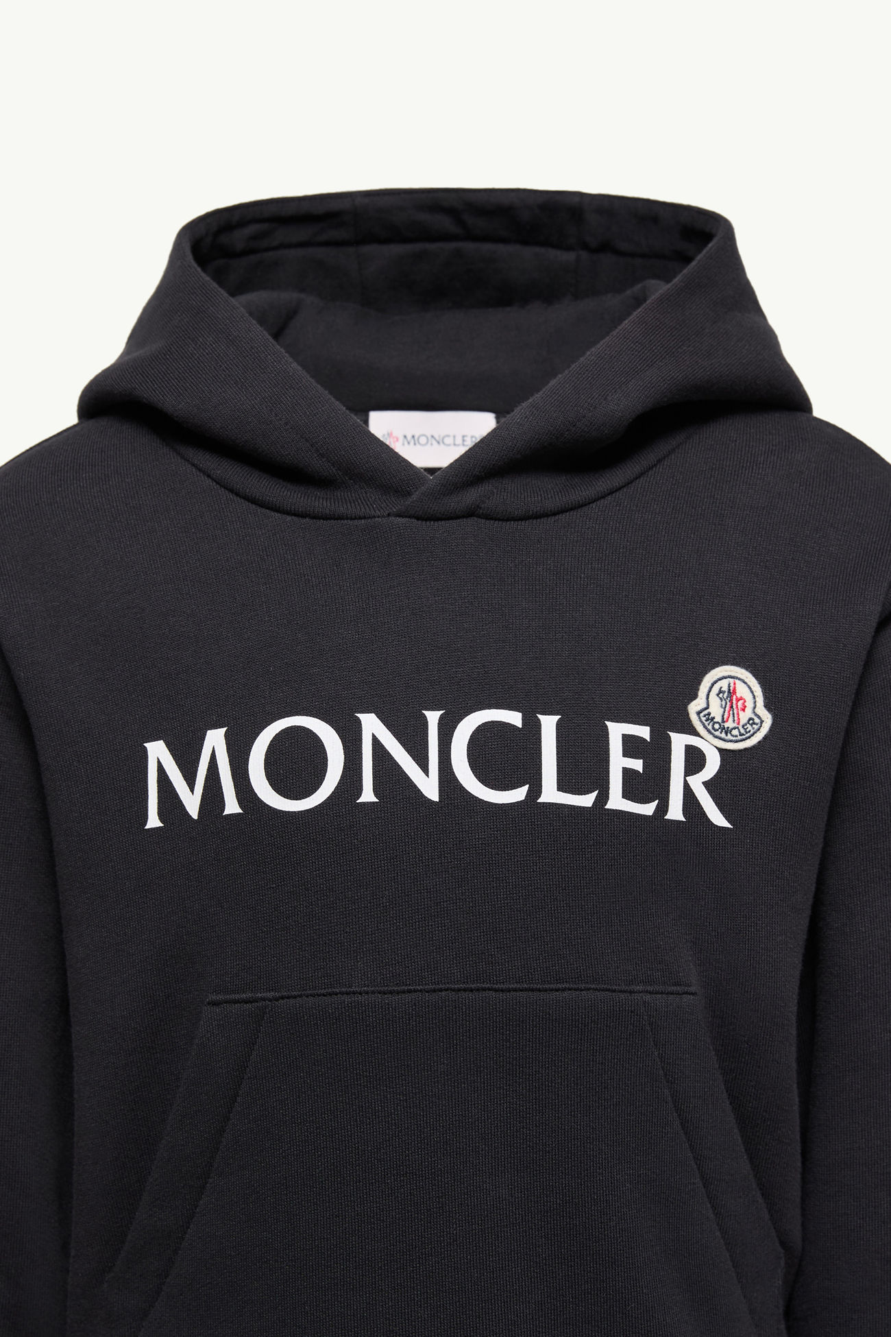 Sweat à capuche en coton à logo Garçon Noir Moncler 1