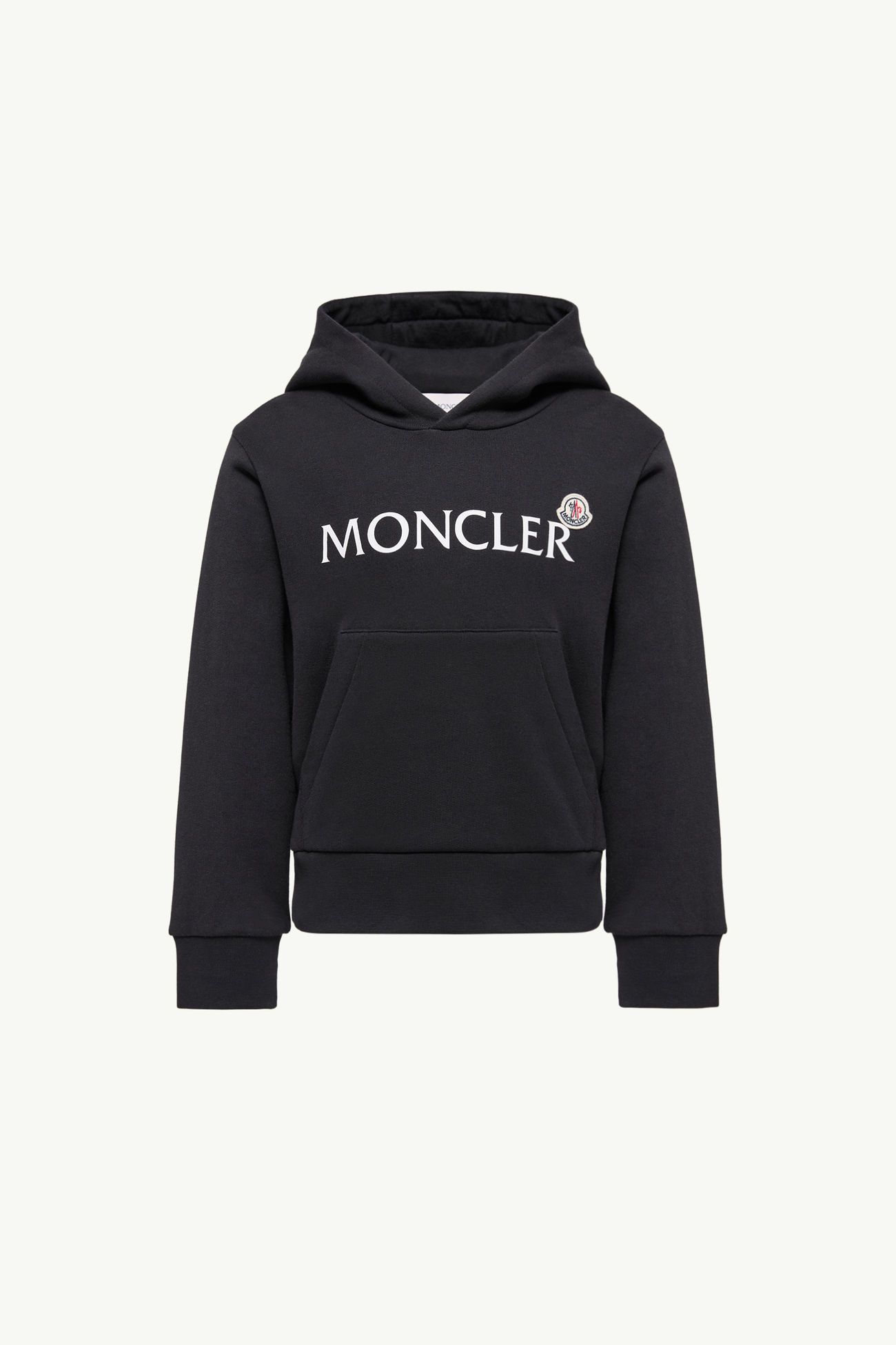 Felpa logata con cappuccio in cotone Bambino Nero Moncler 0