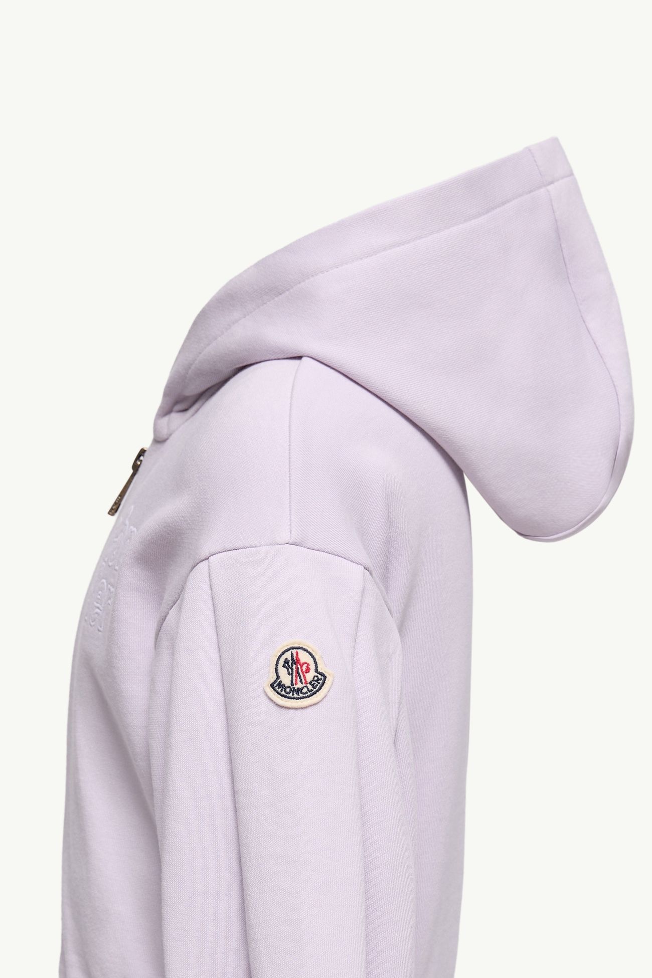 Sweat à capuche zippé en coton avec logo brodé Fille Lilas Moncler 2