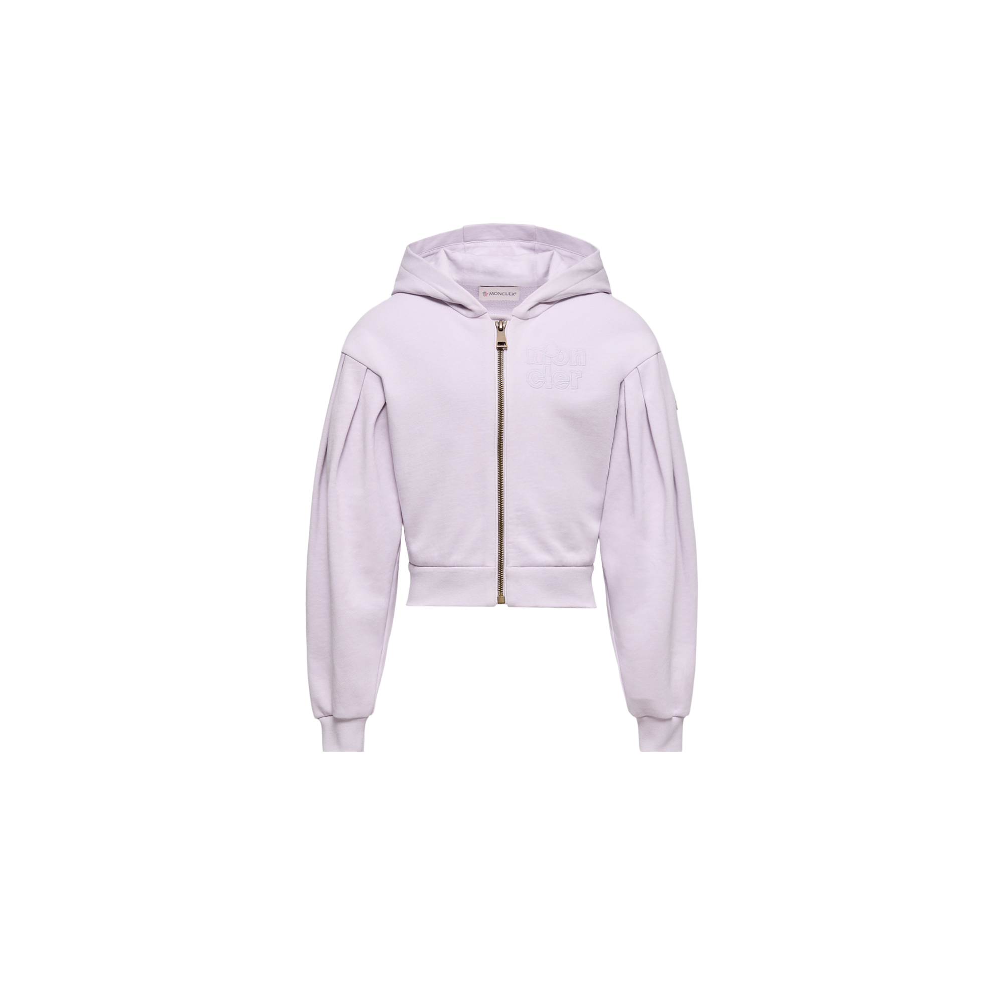 Moncler  Embroidered Zip-Up Cotton Hoodie for Girls in Purple, Size: 4Y