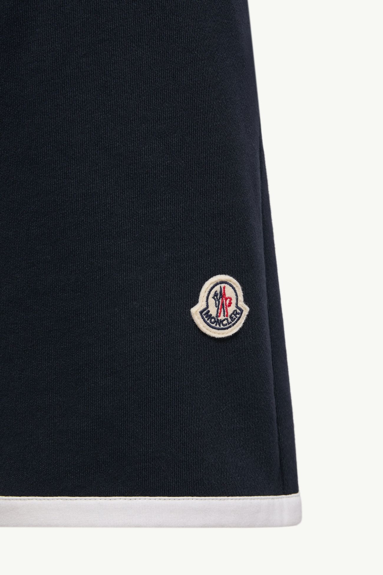 標誌裝飾彈性棉質抓毛短褲 男童 海軍藍色 Moncler 2