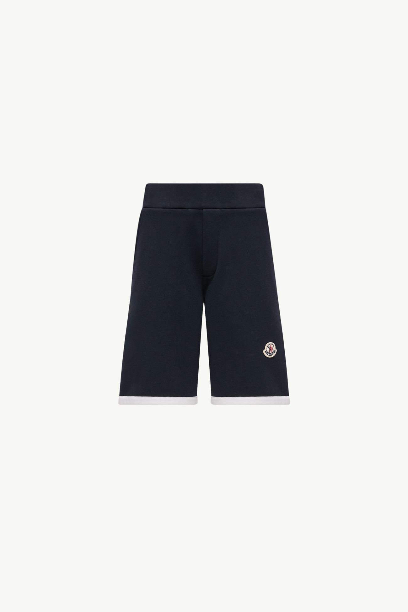 Logo Stretch Cotton Fleece Shorts Boy Navy Blue Moncler 0