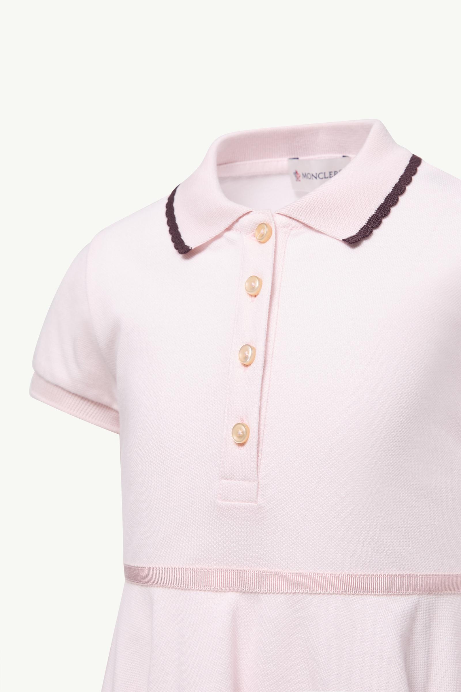 Light Pink Pleated Cotton Polo Shirt Dress - Dresses & Skirts for