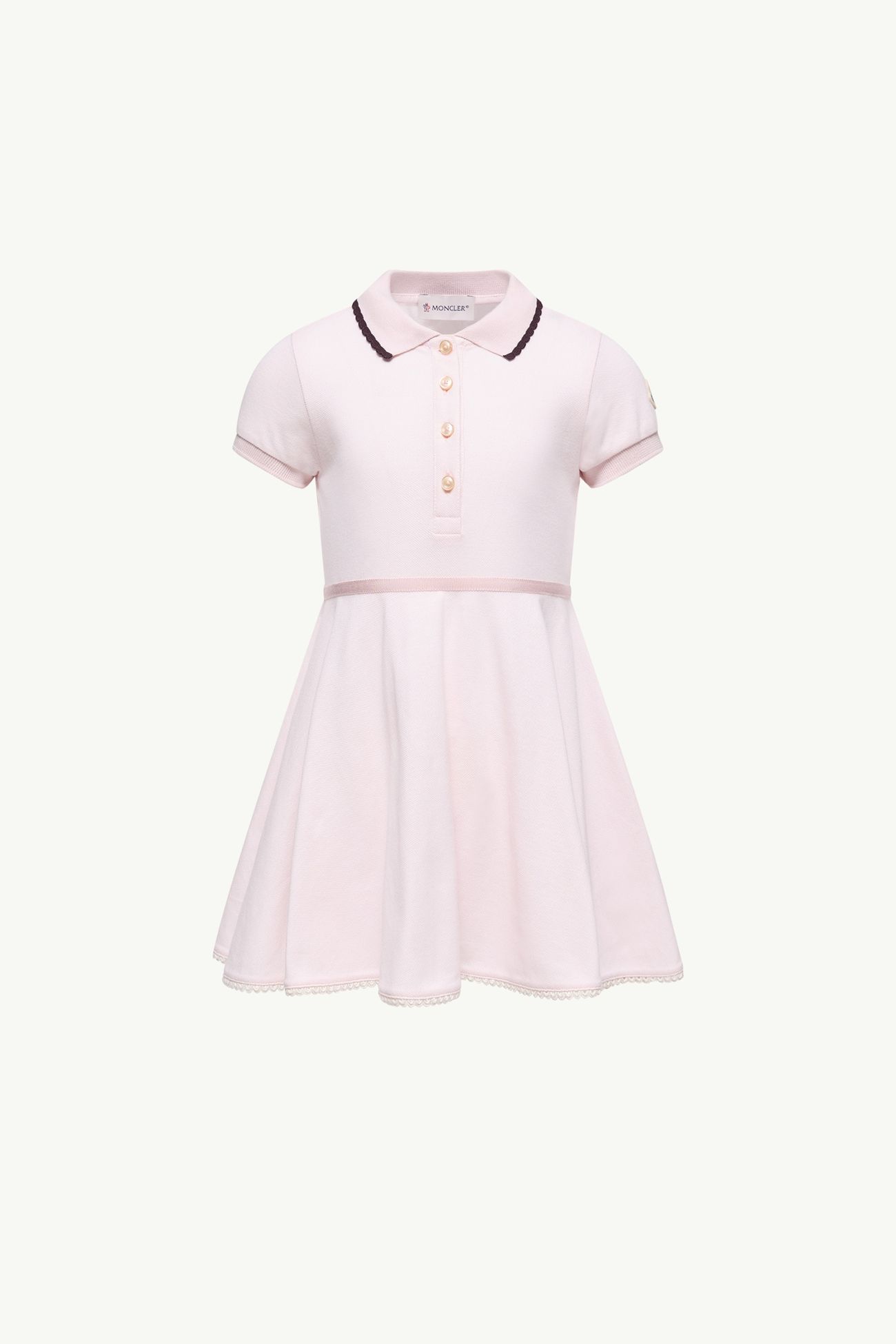 Polo-Faltenkleid aus Baumwolle Mädchen Hellpink Moncler 0