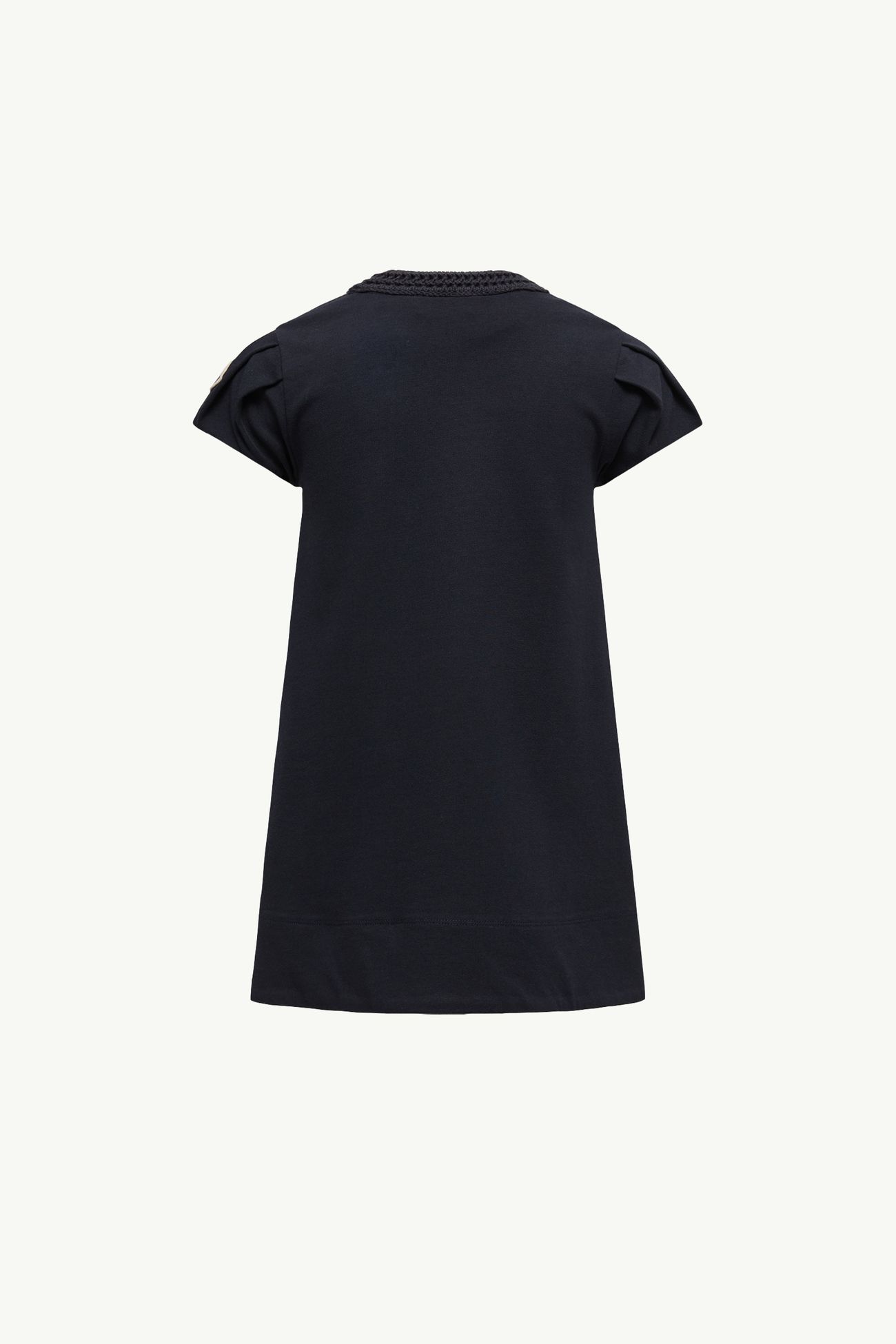 Crochet-Trimmed Cotton Dress Girl Navy Blue Moncler 3