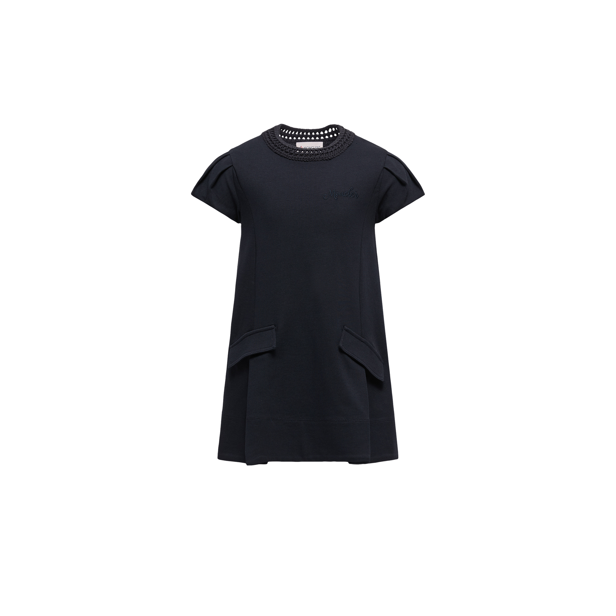 Moncler  Crochet-Trimmed Cotton Dress for Girls in Blue, Size: 6Y