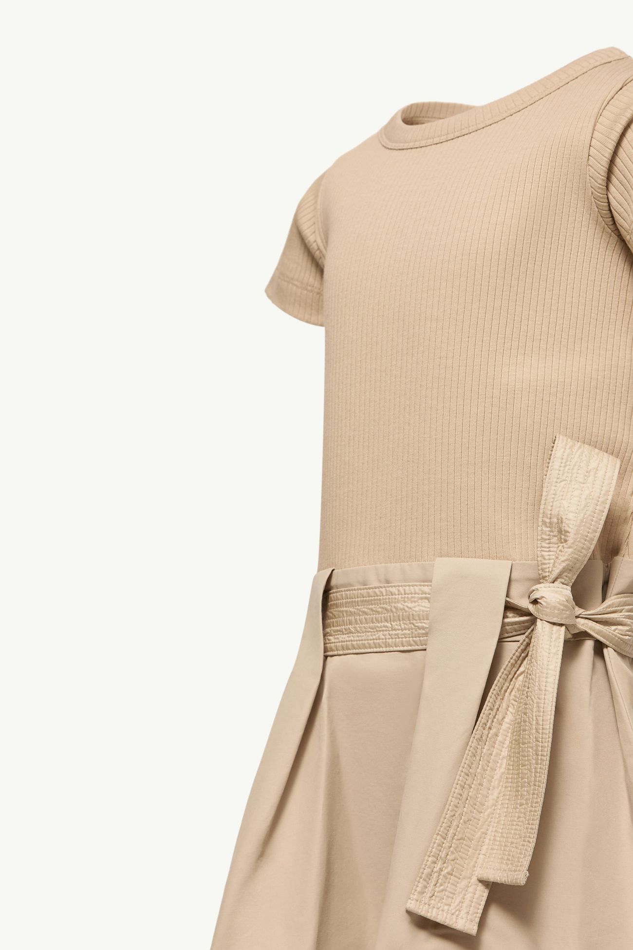 Baumwollkleid mit Schleife Mädchen Beige Moncler 2