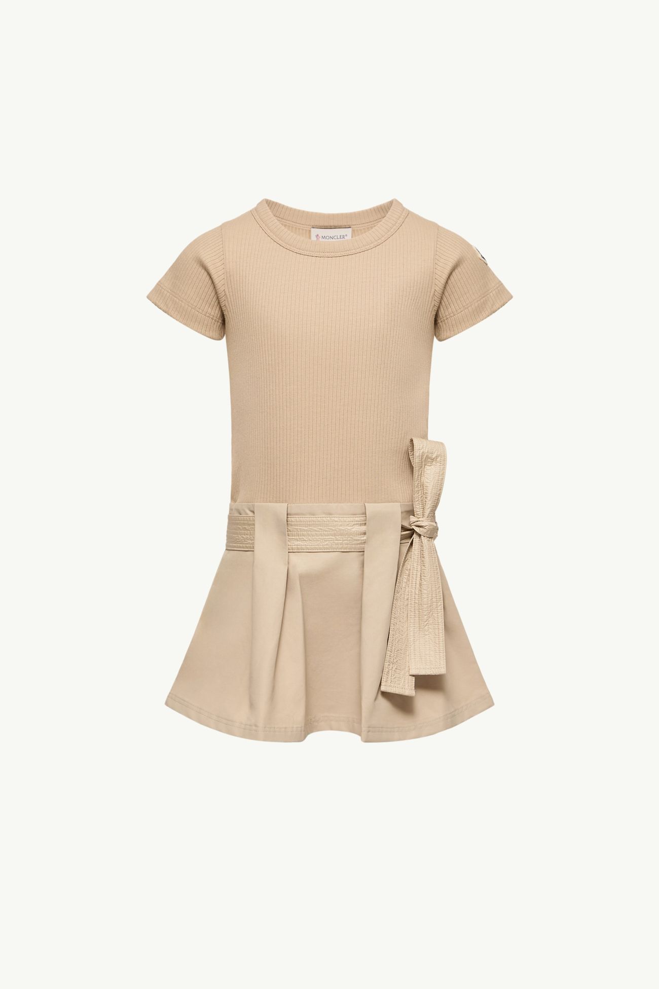 Robe en coton à nœud Fille Beige Moncler 0