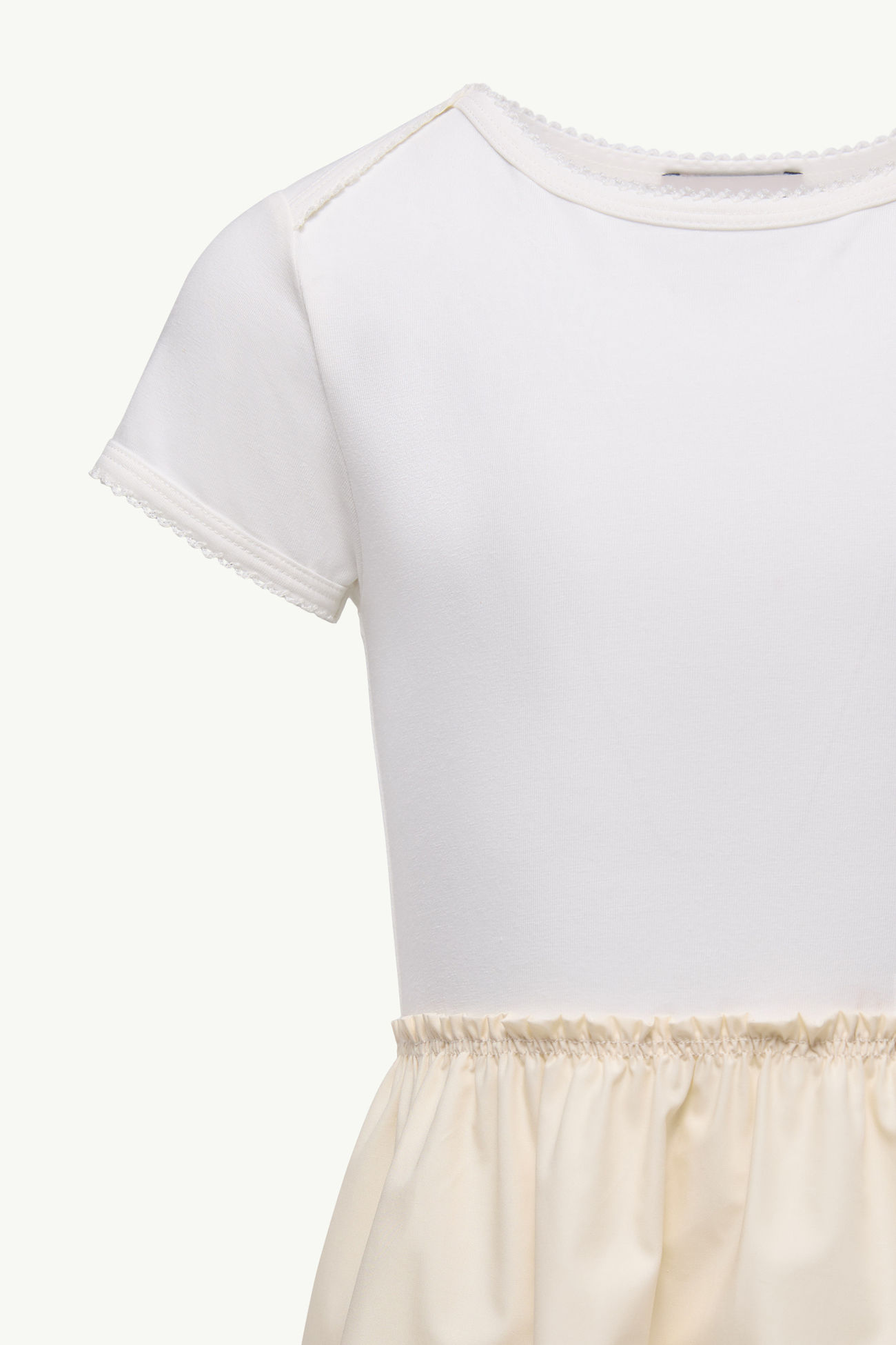 Kleid aus Baumwollmischung mit gestickter Blume Mädchen Offwhite & Gelb Moncler 1