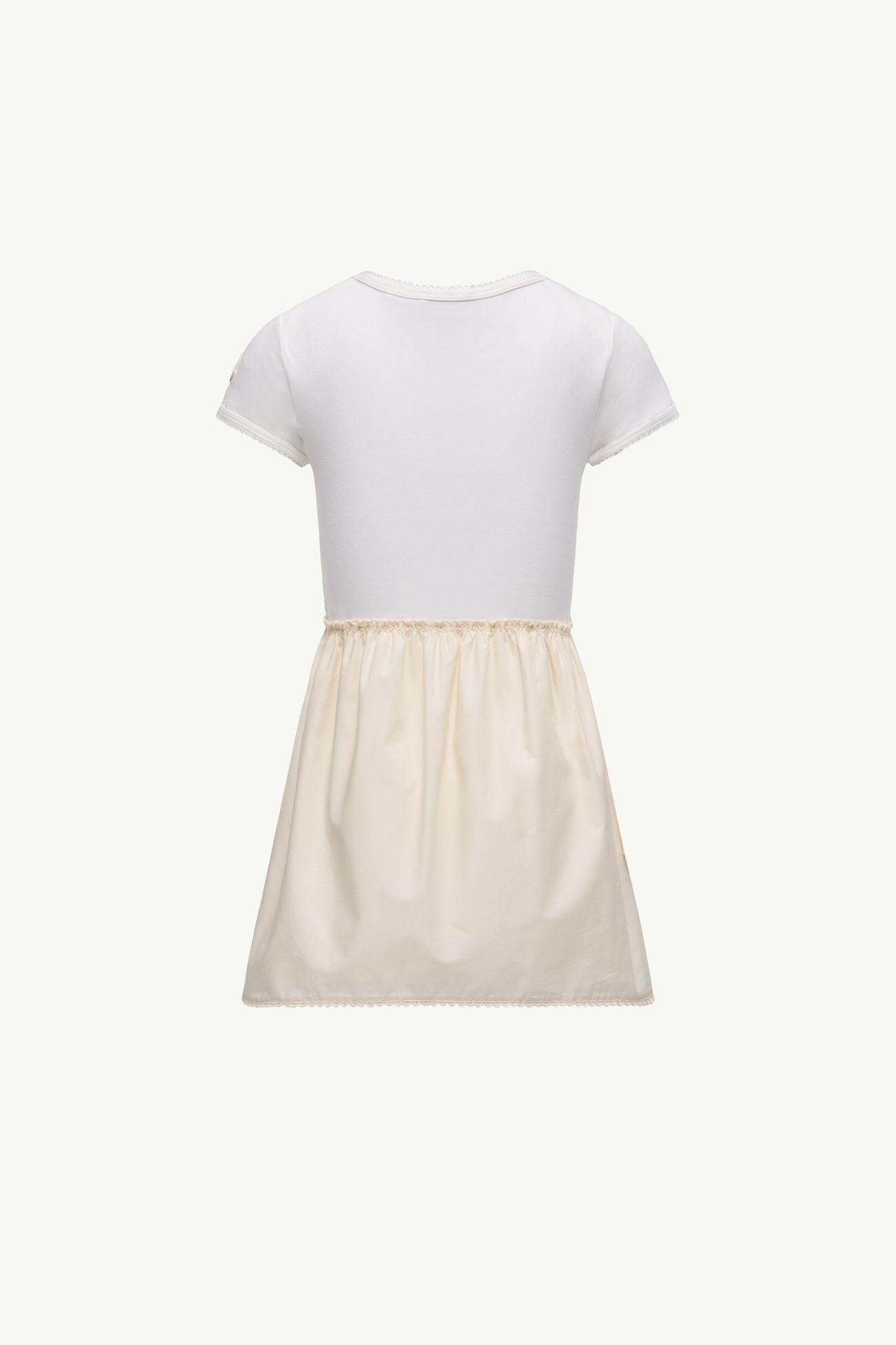 Abito in misto cotone con ricamo floreale Bambina Bianco & Giallo Moncler 2