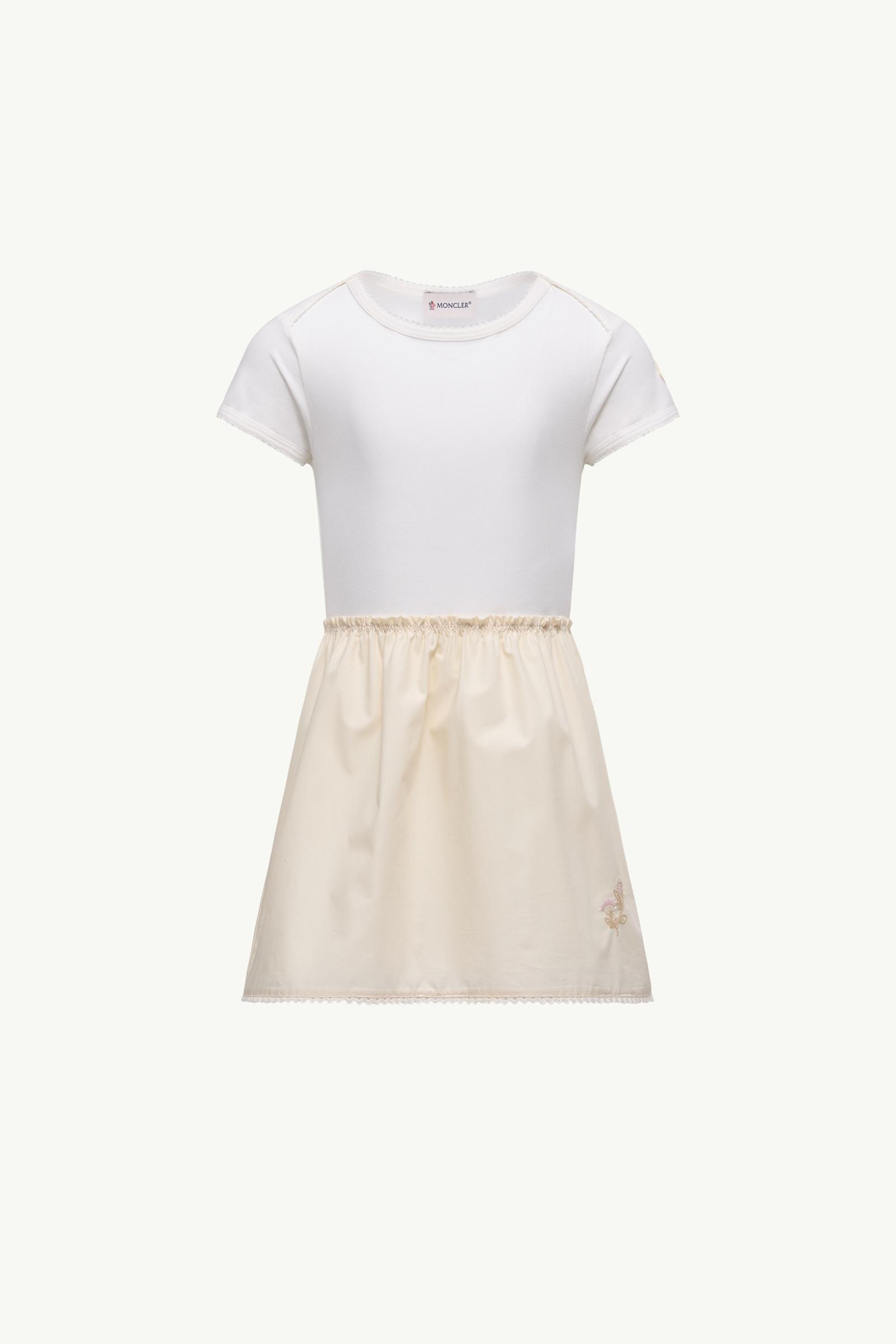 Embroidered Flower Cotton Blend Dress Girl Off White & Yellow Moncler, 1 of 0