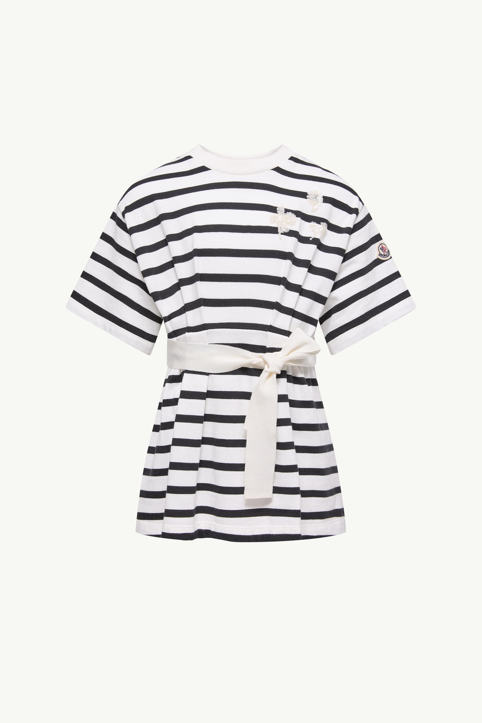 Striped Cotton Dress Girl White & Blue Moncler, 1 of 0