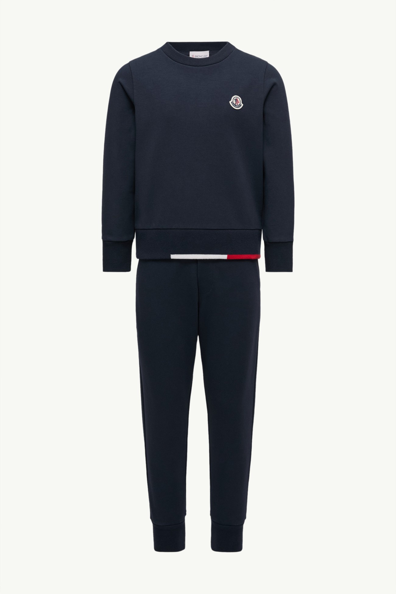 Tricolour-Trimmed Cotton Tracksuit Set Boy Night Blue Moncler 0