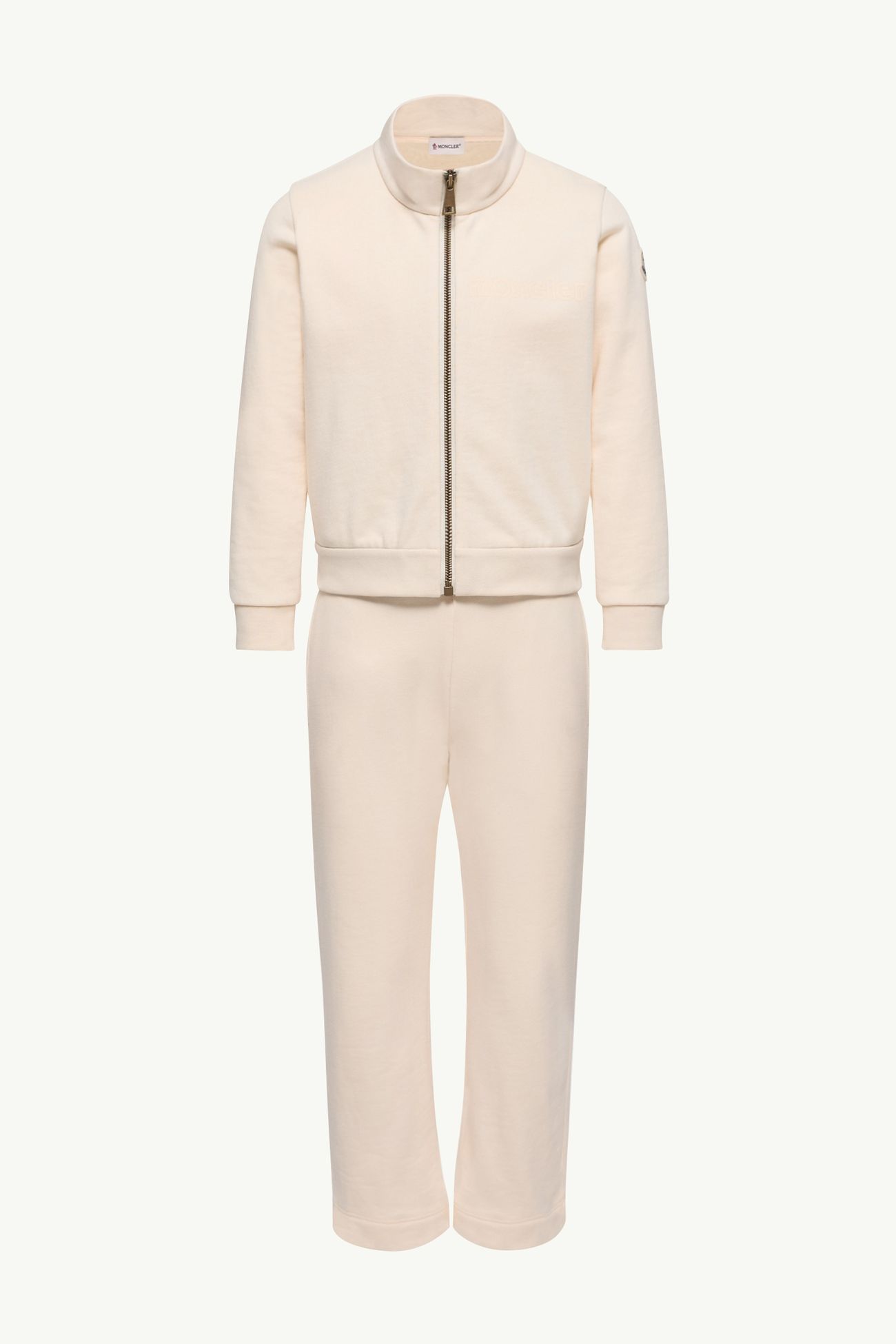 Logo Patch Cotton Tracksuit Set Girl White Ivory Moncler 0