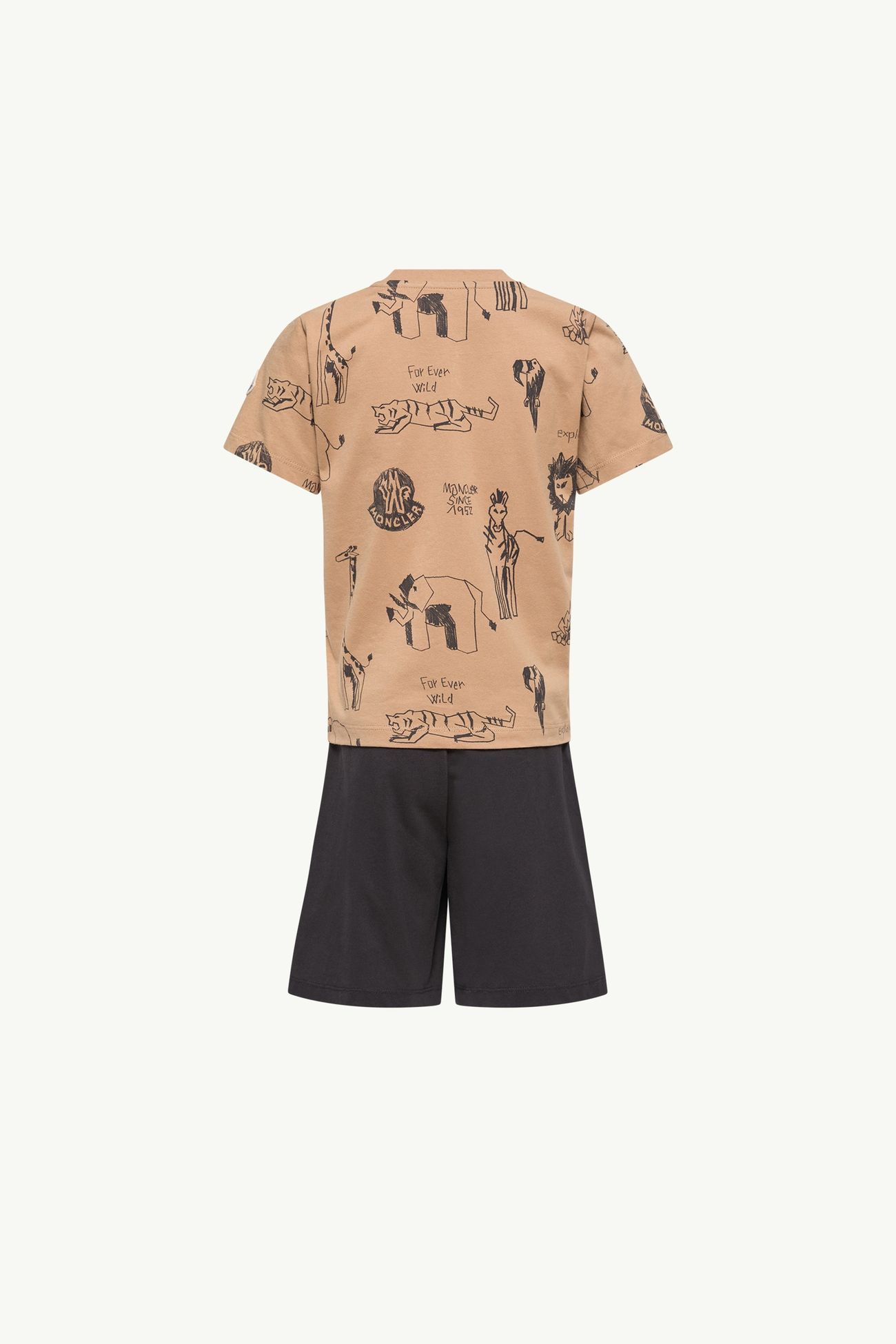 Set in cotone con stampa animali Bambino Beige & Nero Moncler 3