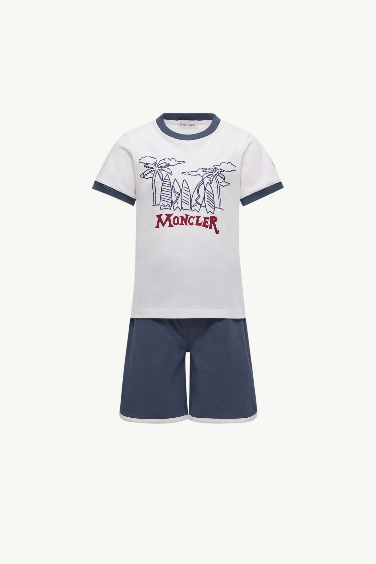 Ensemble haut et short en jersey de coton Garçon Blanc & Bleu Moncler 0