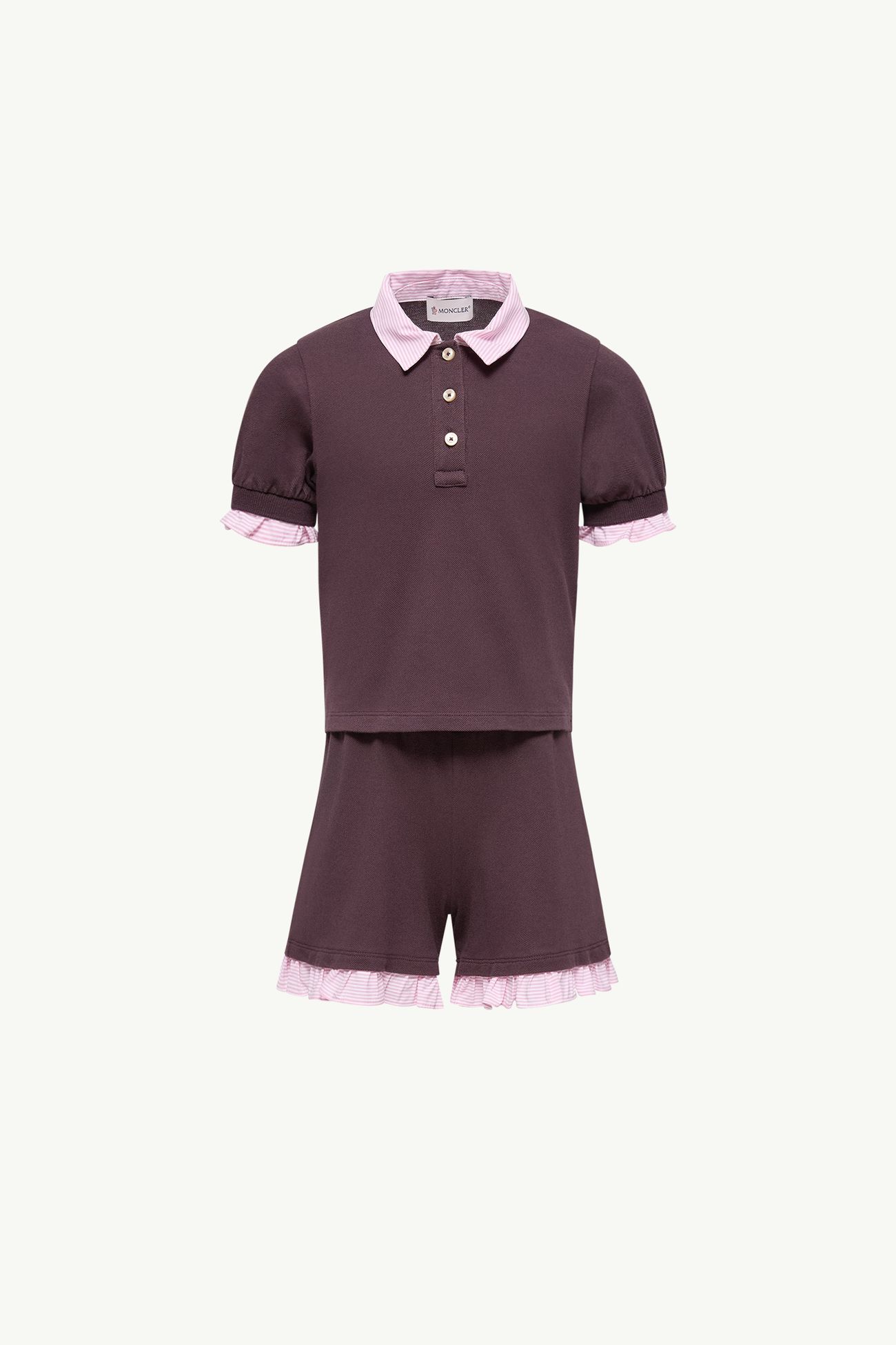 Set con ruches sugli orli Bambina Bordeaux Moncler 0