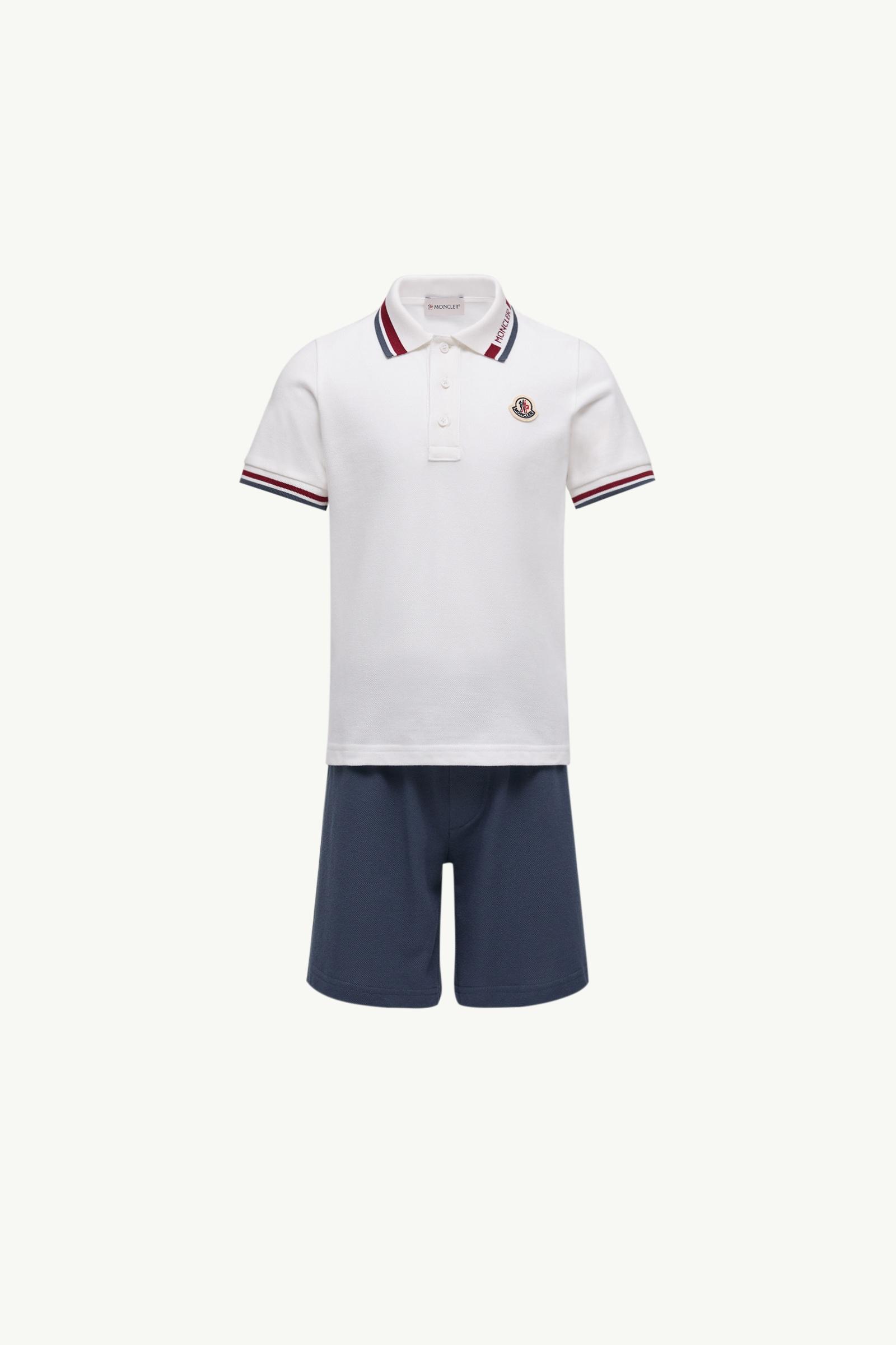 Tricolour-Trimmed Cotton Piquet Set Boy White & Blue Moncler, 1 of 0