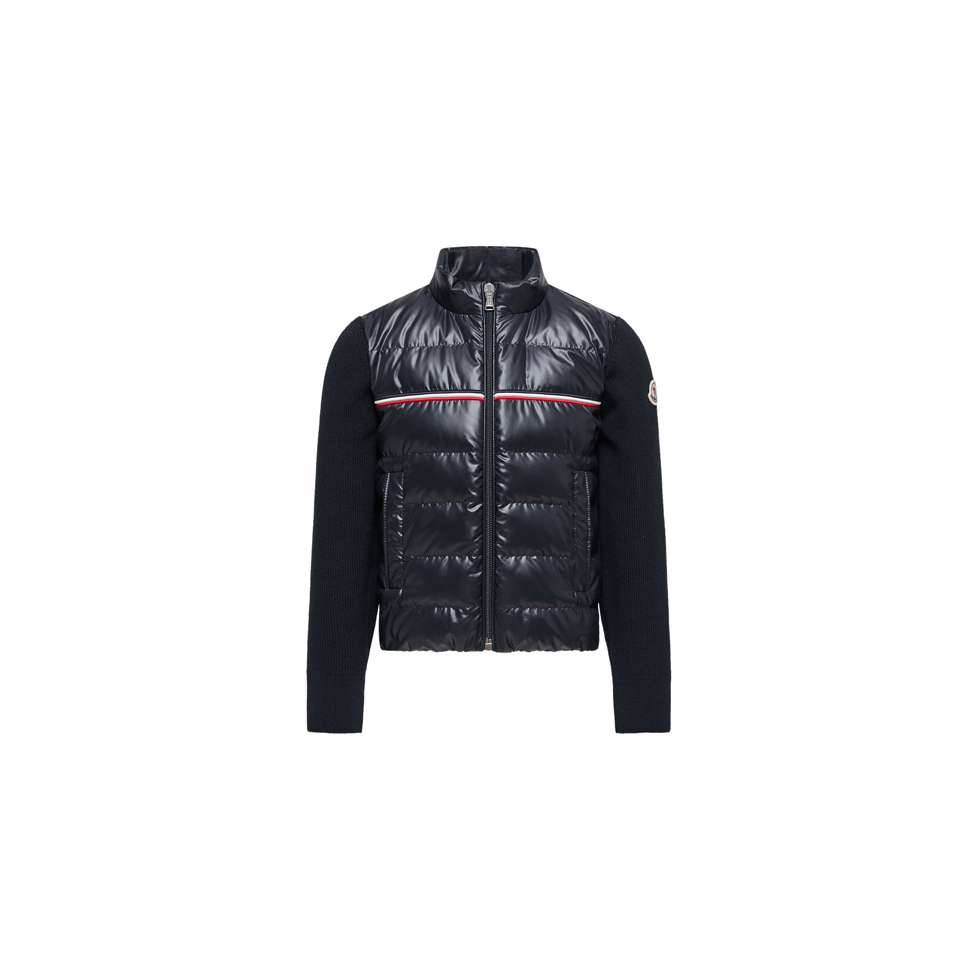 Moncler  Tricolour Padded Cotton Zip-Up Cardigan for Boys in Blue, Size: 14Y