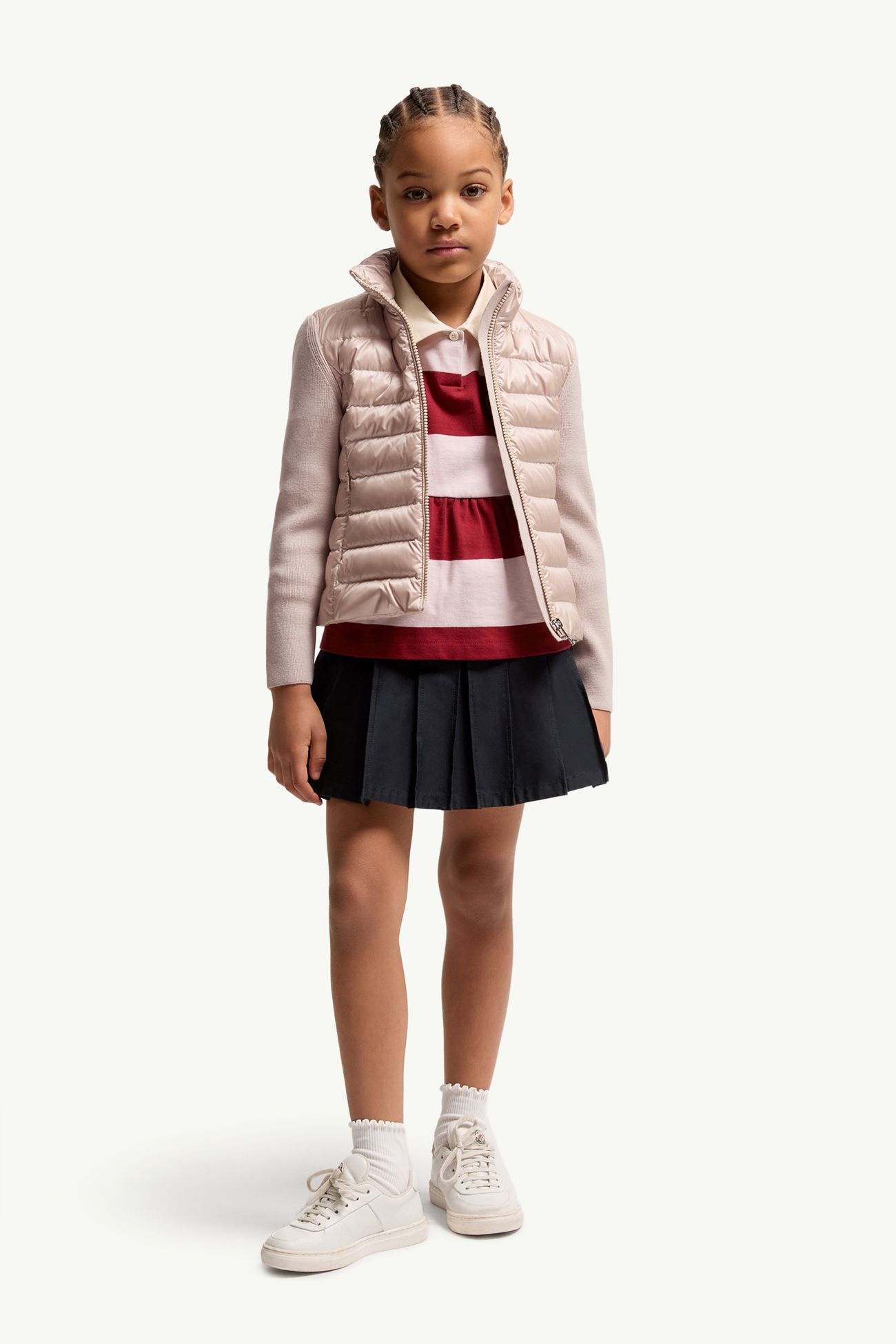Cárdigan con cremallera acolchado de lana Niña Rosado polvo Moncler 1
