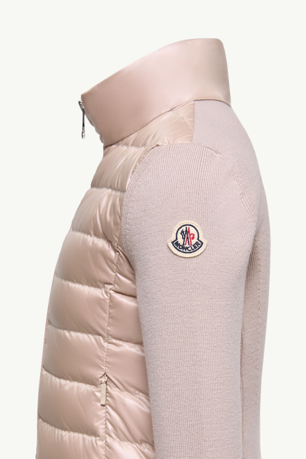 Cardigan zippé matelassé en laine Fille Rose Poudre Moncler 2