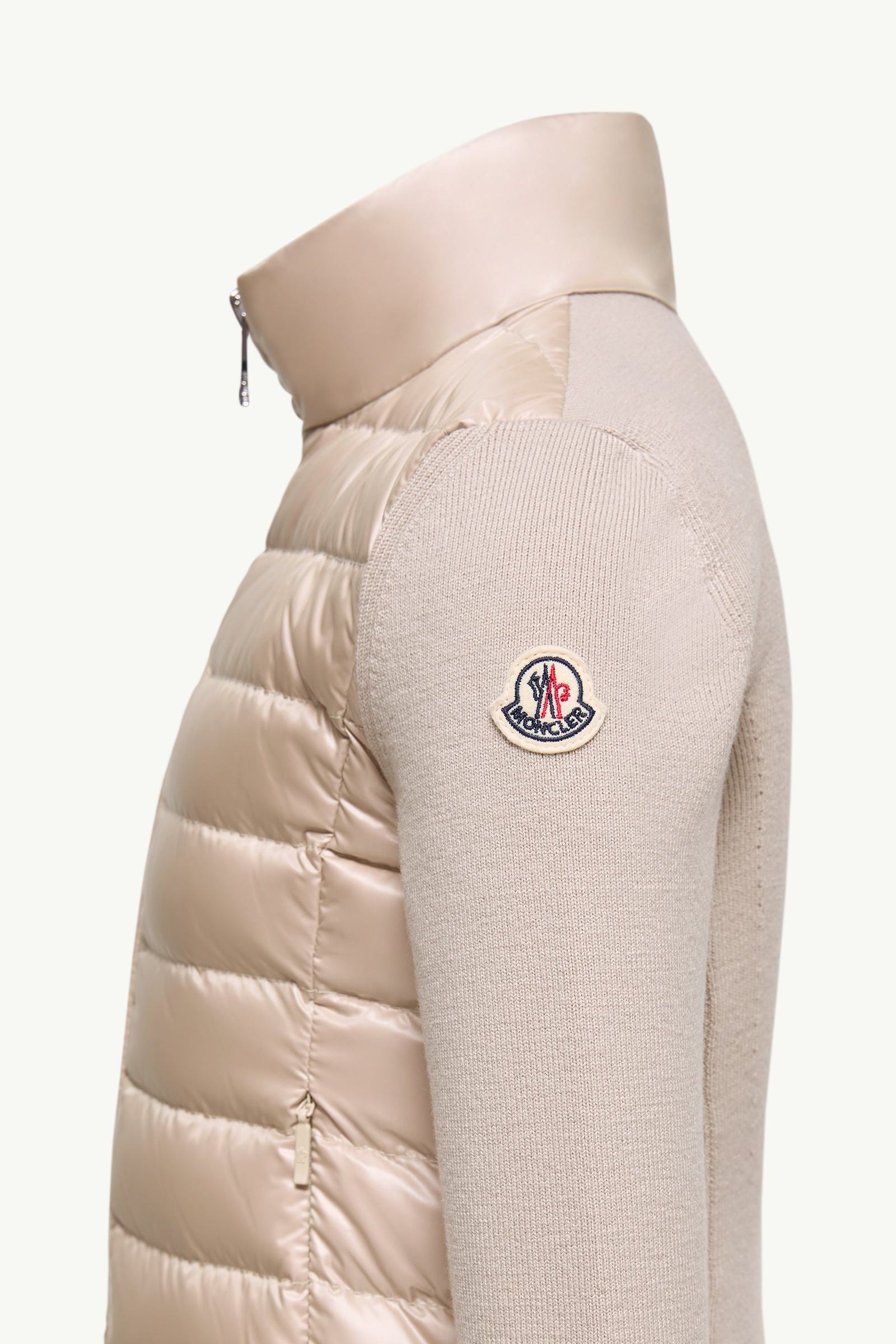 Powder Pink Padded Wool Zip-Up Cardigan - Sweatshirts & Knitwear