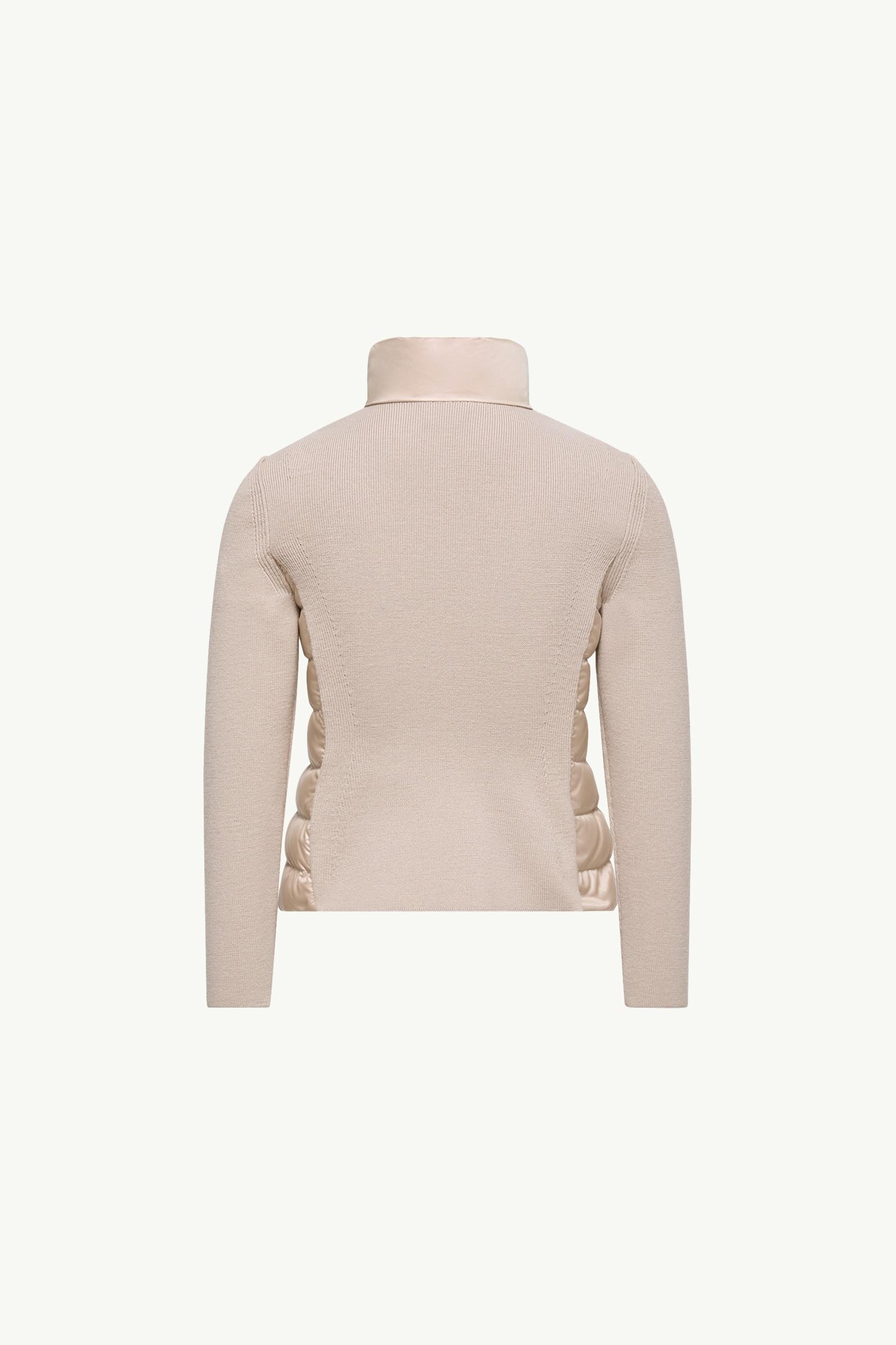 Powder Pink Padded Wool Zip-Up Cardigan - Sweatshirts & Knitwear