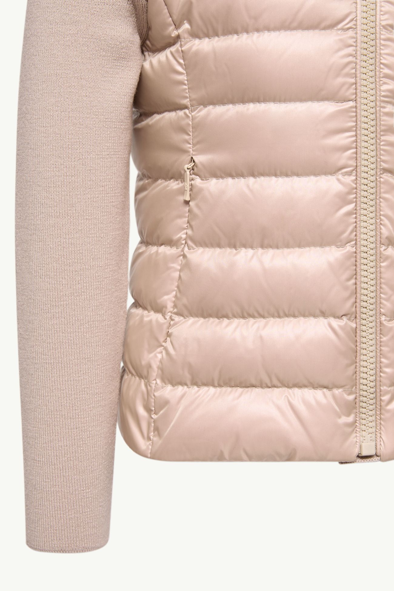 Cardigan zippé matelassé en laine Fille Rose Poudre Moncler 4