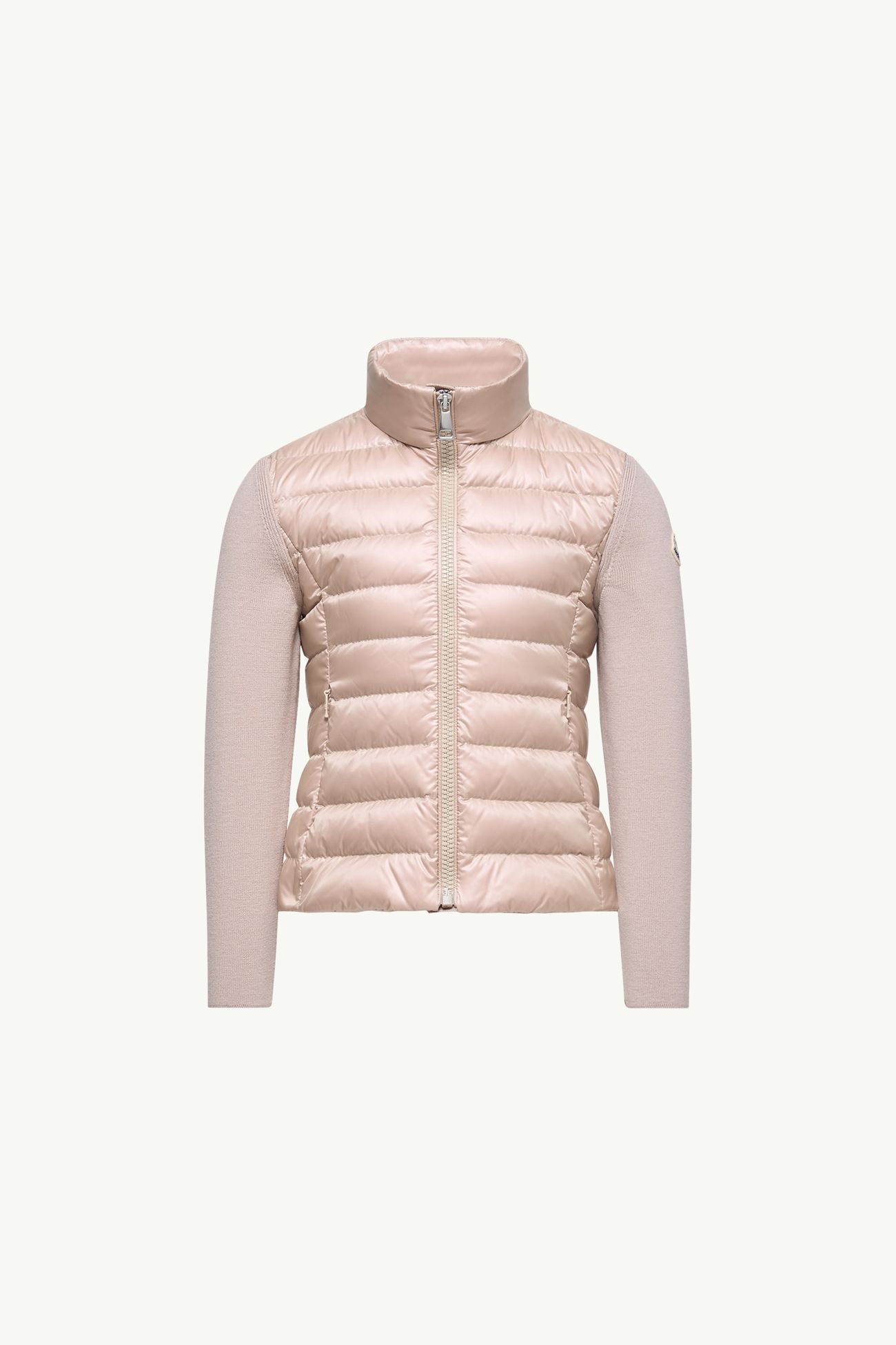 Wattierte Strickjacke aus Wolle mit Reißverschluss Mädchen Puder-Pink Moncler 0