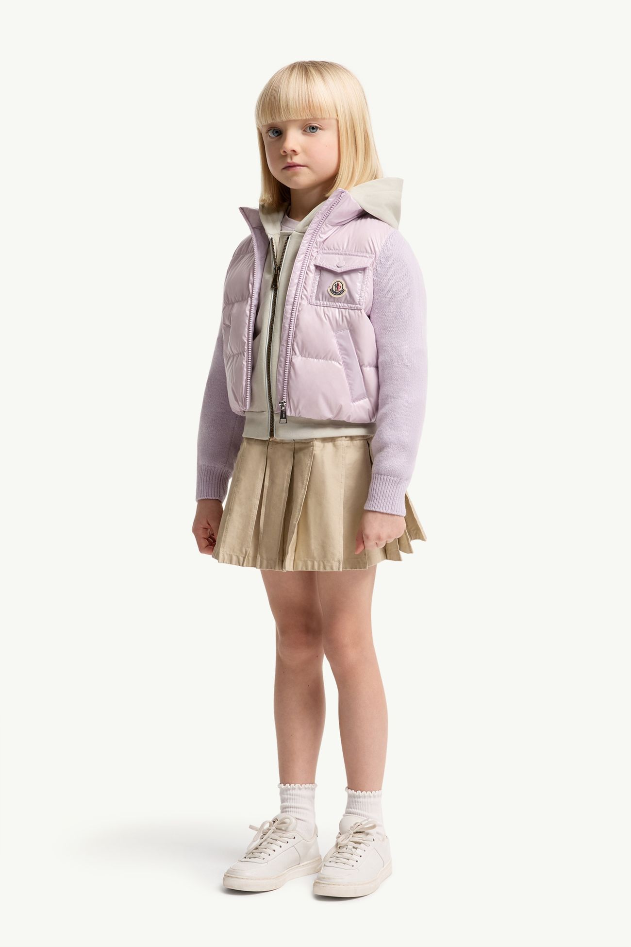 Wattierte Strickjacke aus Wolle mit Reißverschluss Mädchen Flieder Moncler 1