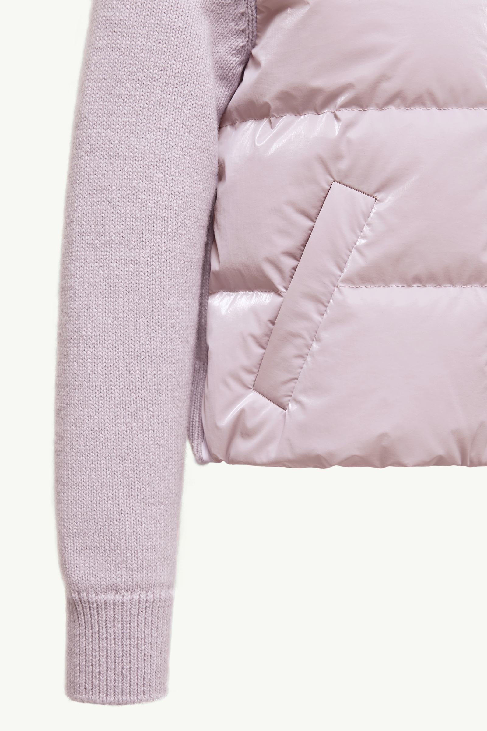 モンクレール ジップアップカーディガン ピンク Lilac Wool Padded Zip-Up Cardigan - Sweatshirts & Knitwear for