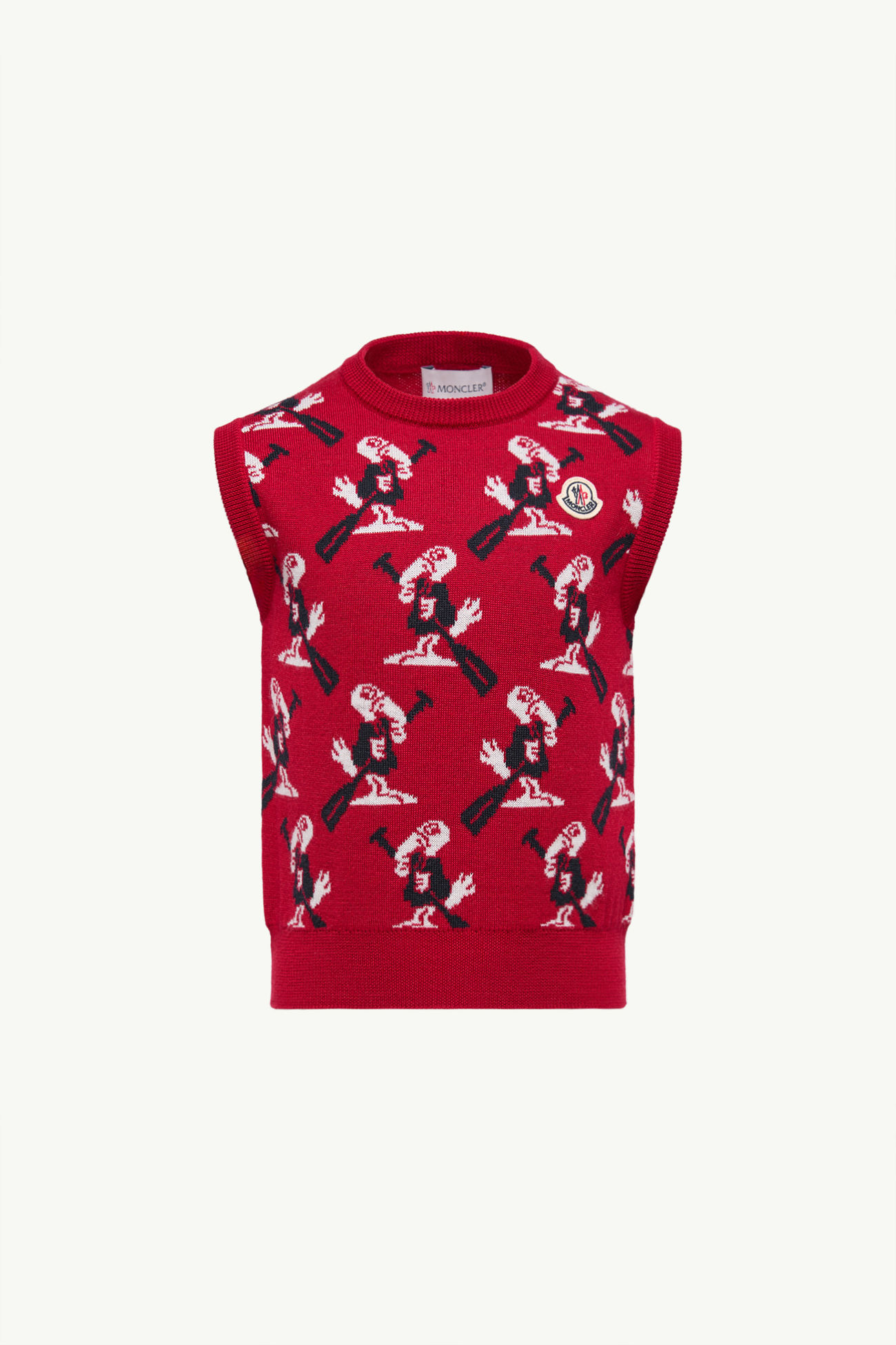 Duck Jacquard Wool Gilet Boy Red Moncler 0