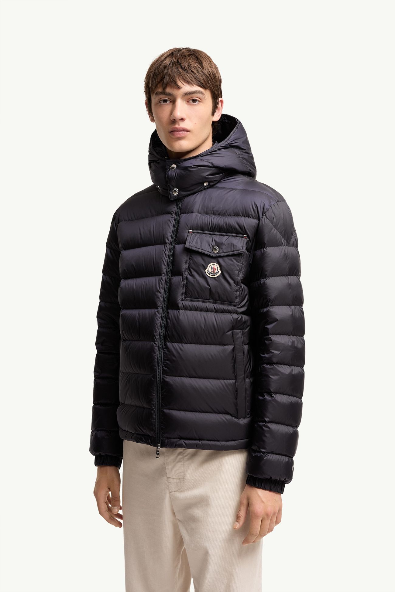 Verith Hooded Short Down Jacket Men Dark Blue Moncler 3