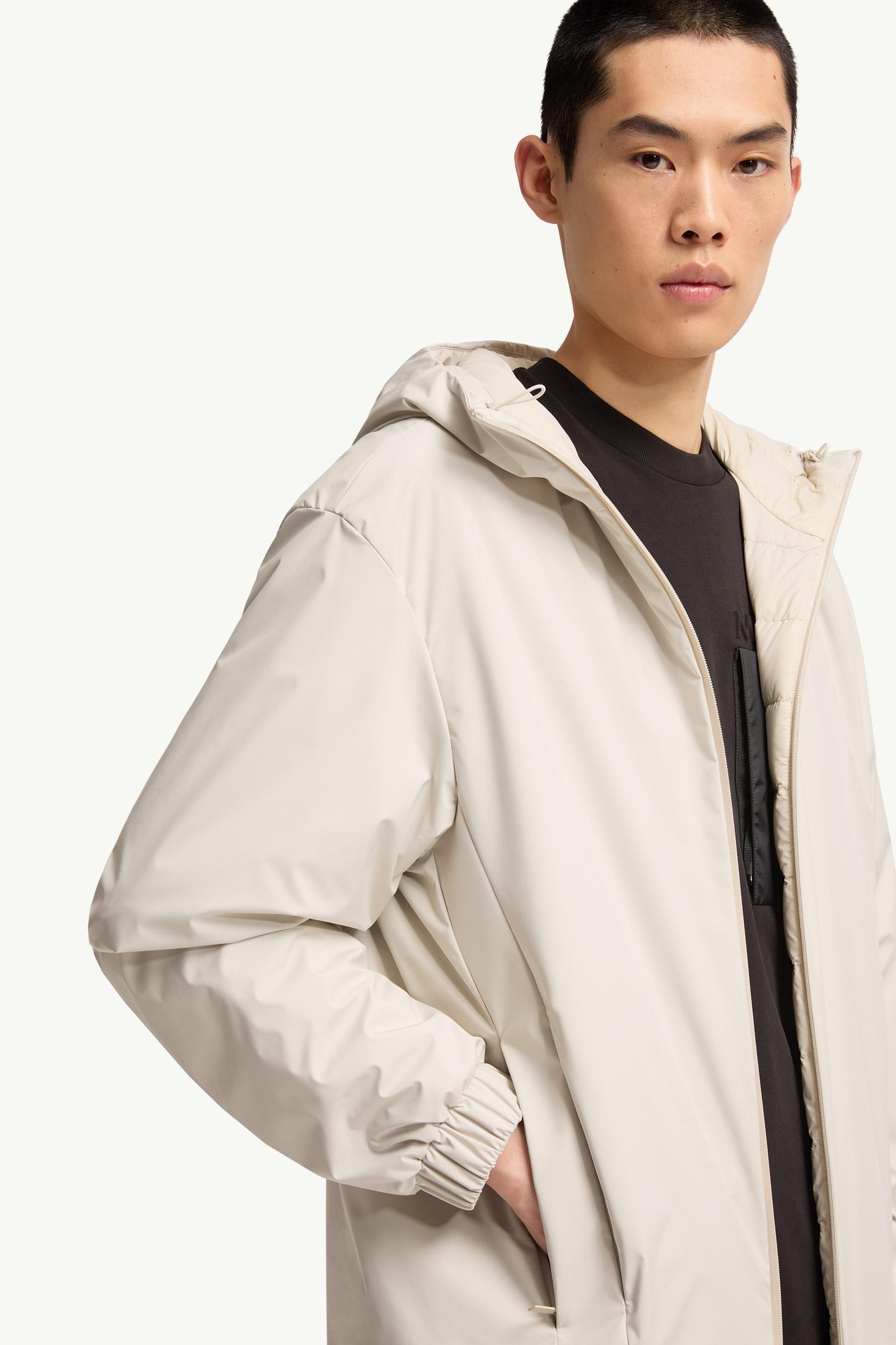 Light Beige Trelatete Hooded Down Jacket - Lightweight Down