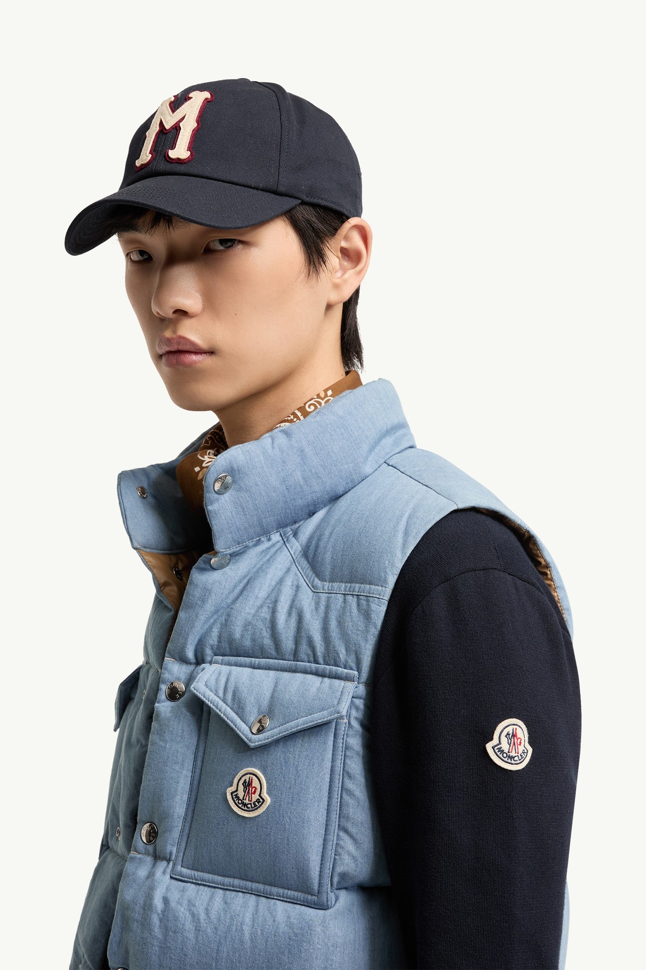 Chaleco plumífero de tejido vaquero Ervional Hombre Azul claro Moncler 1