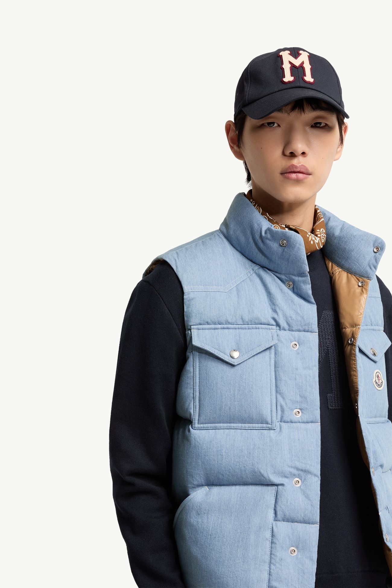 Ervional牛仔布羽絨背心 男士 淺藍色 Moncler 5