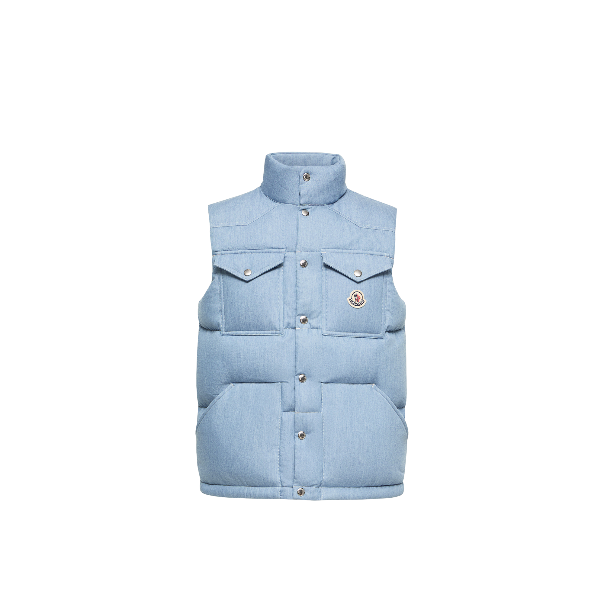 Moncler Ervional Denim Down Gilet Men da Size: 3